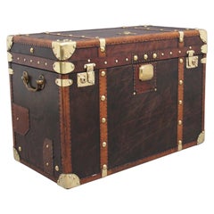 Vintage Early 20th Century Leather Bound Ex Army Trunk