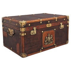 Early 20th Century Leather Bound Ex Army Trunk