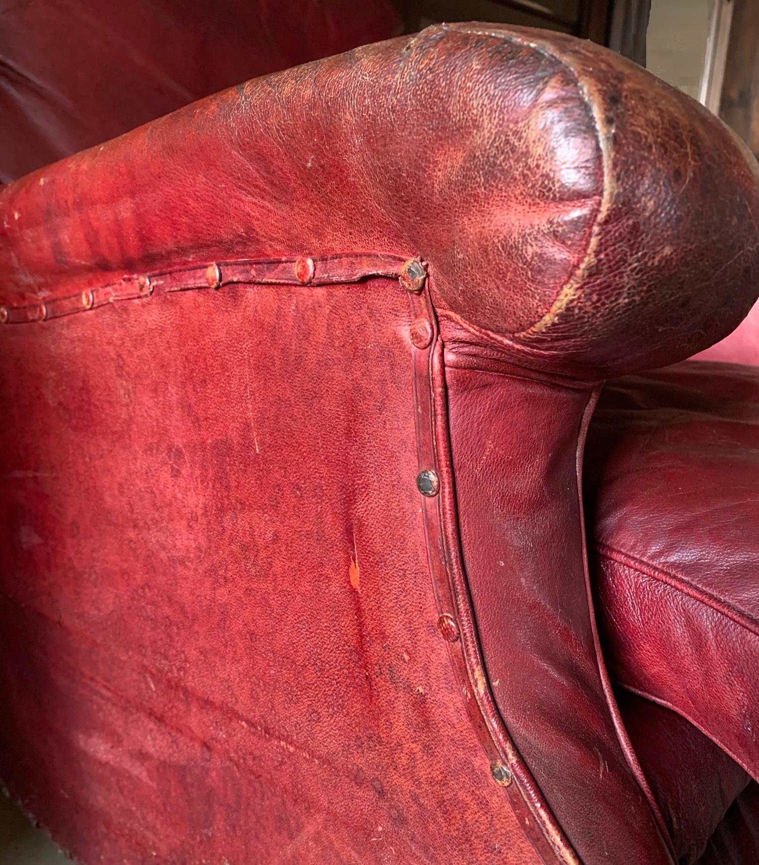 Early 20th Century Leather Club Chair For Sale 8