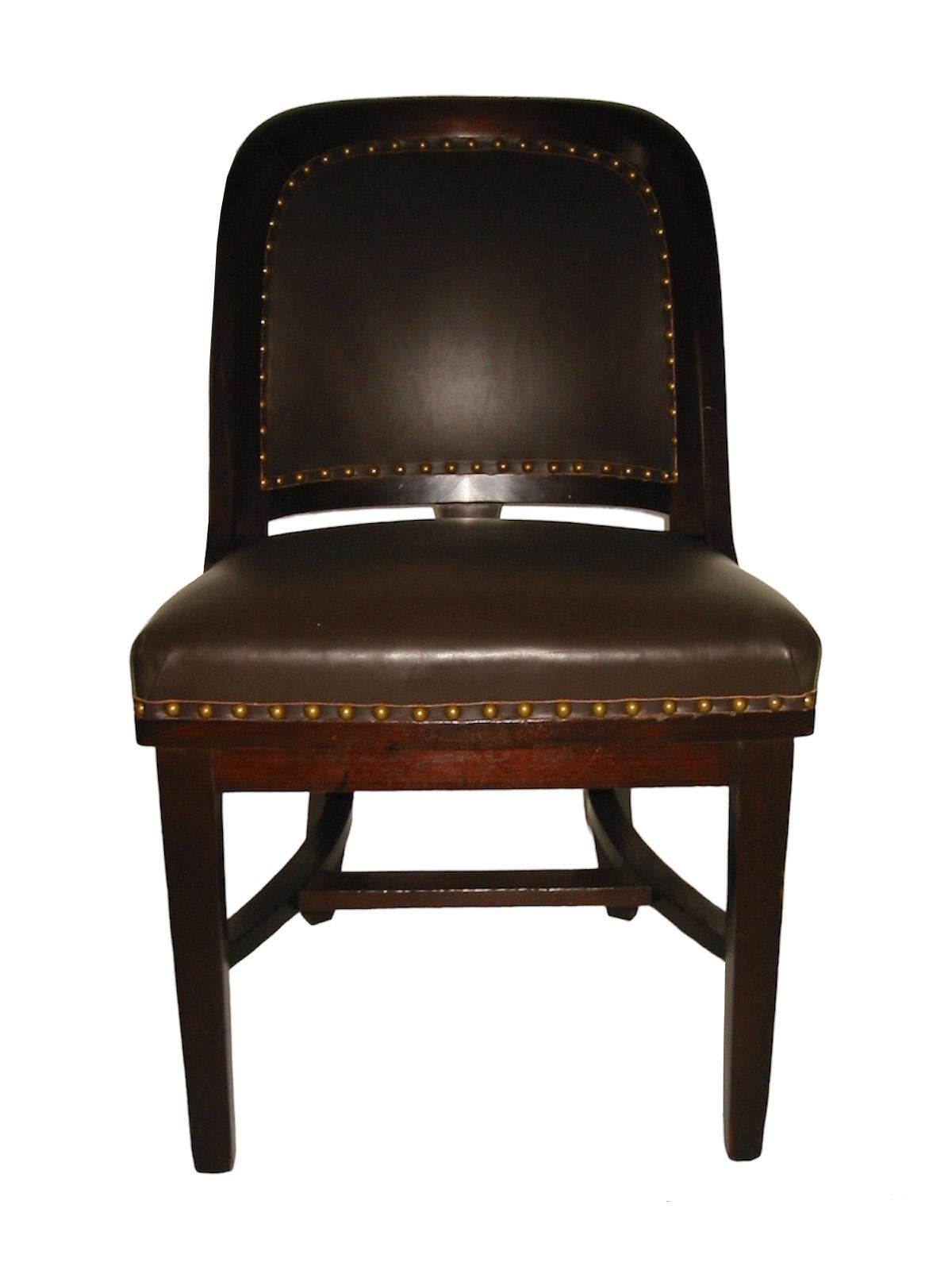 19th Century Leather Bank Chair - Original Upholstery For Sale 1