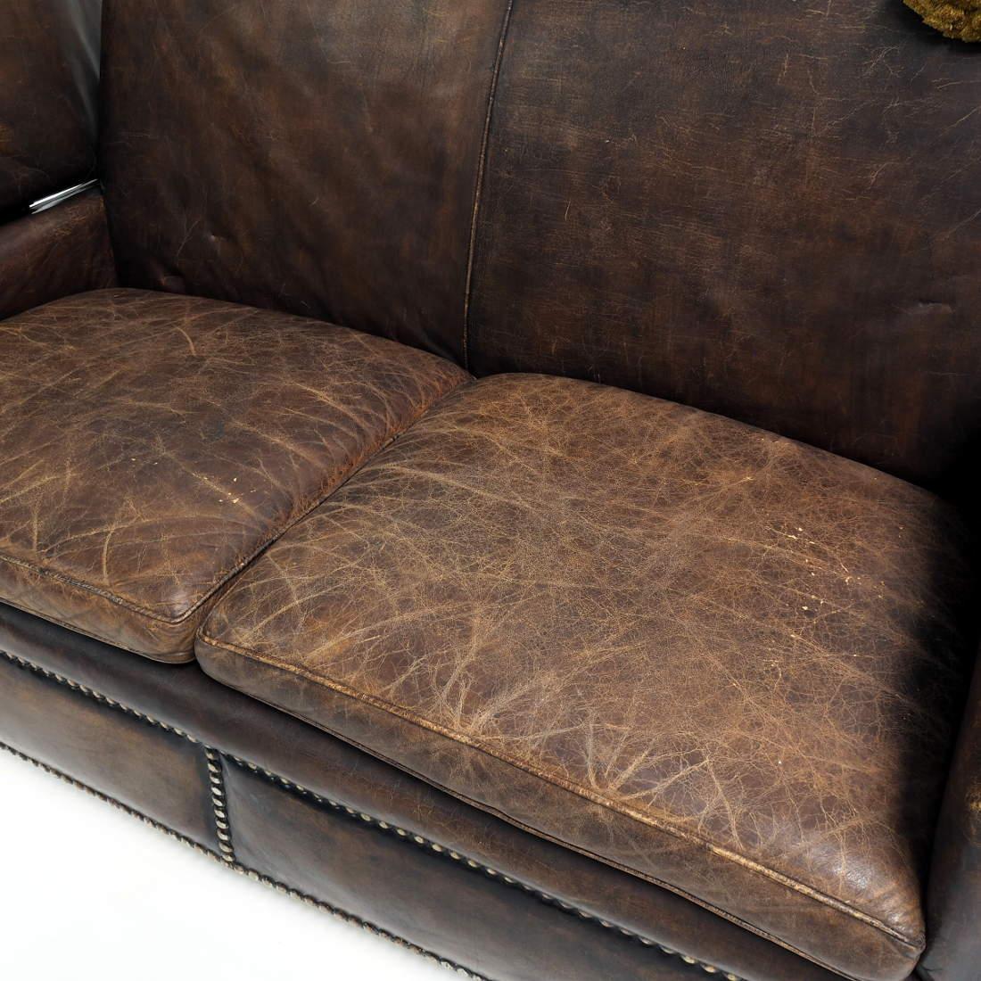 Early 20th Century Leather Knole Sofa 5