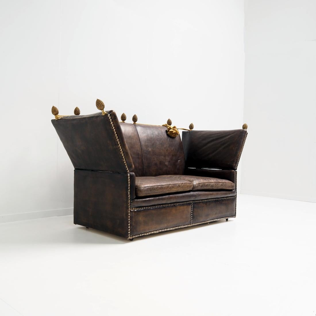 Empire Early 20th Century Leather Knole Sofa
