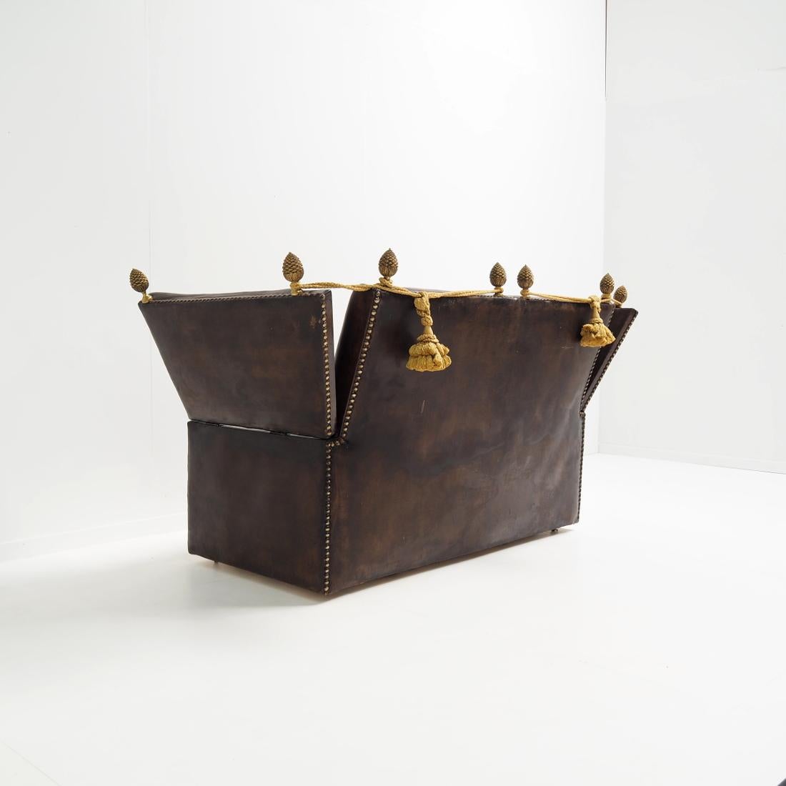 Early 20th Century Leather Knole Sofa 3