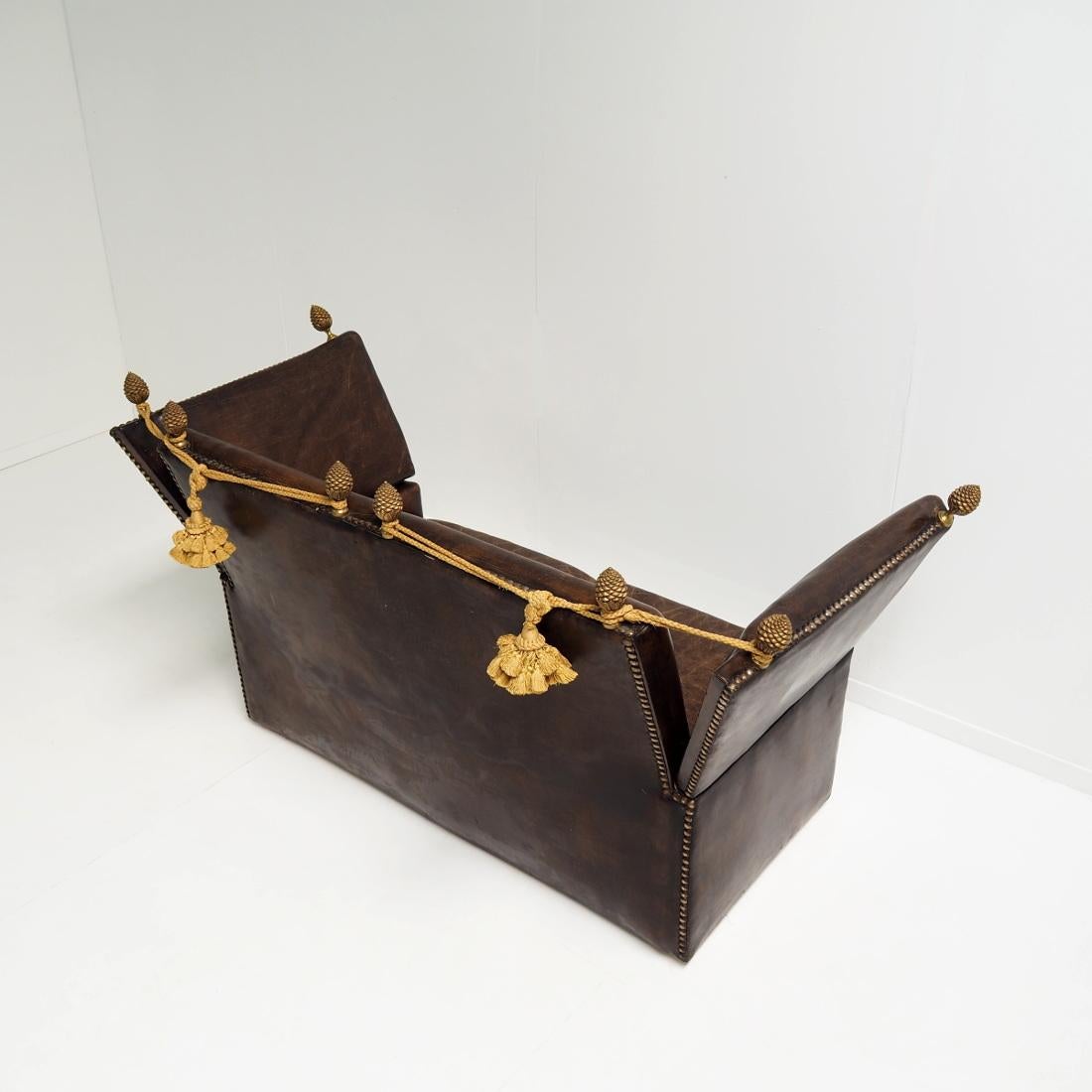 Early 20th Century Leather Knole Sofa 4