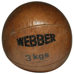 Antique Early 20th Century Leather Medicine Ball, circa 1940s