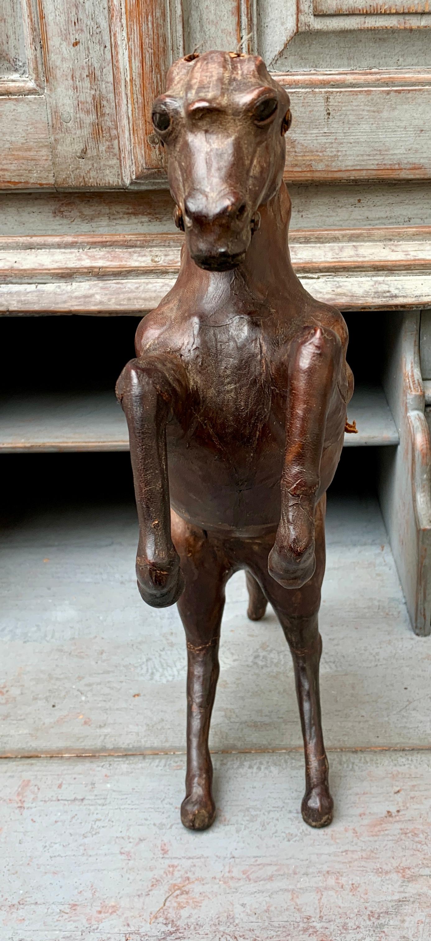 Early 20th Century Leather Sculpture of a Horse In Good Condition In Haddonfield, NJ