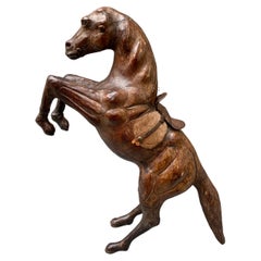 Antique Early 20th Century Leather Sculpture of a Horse