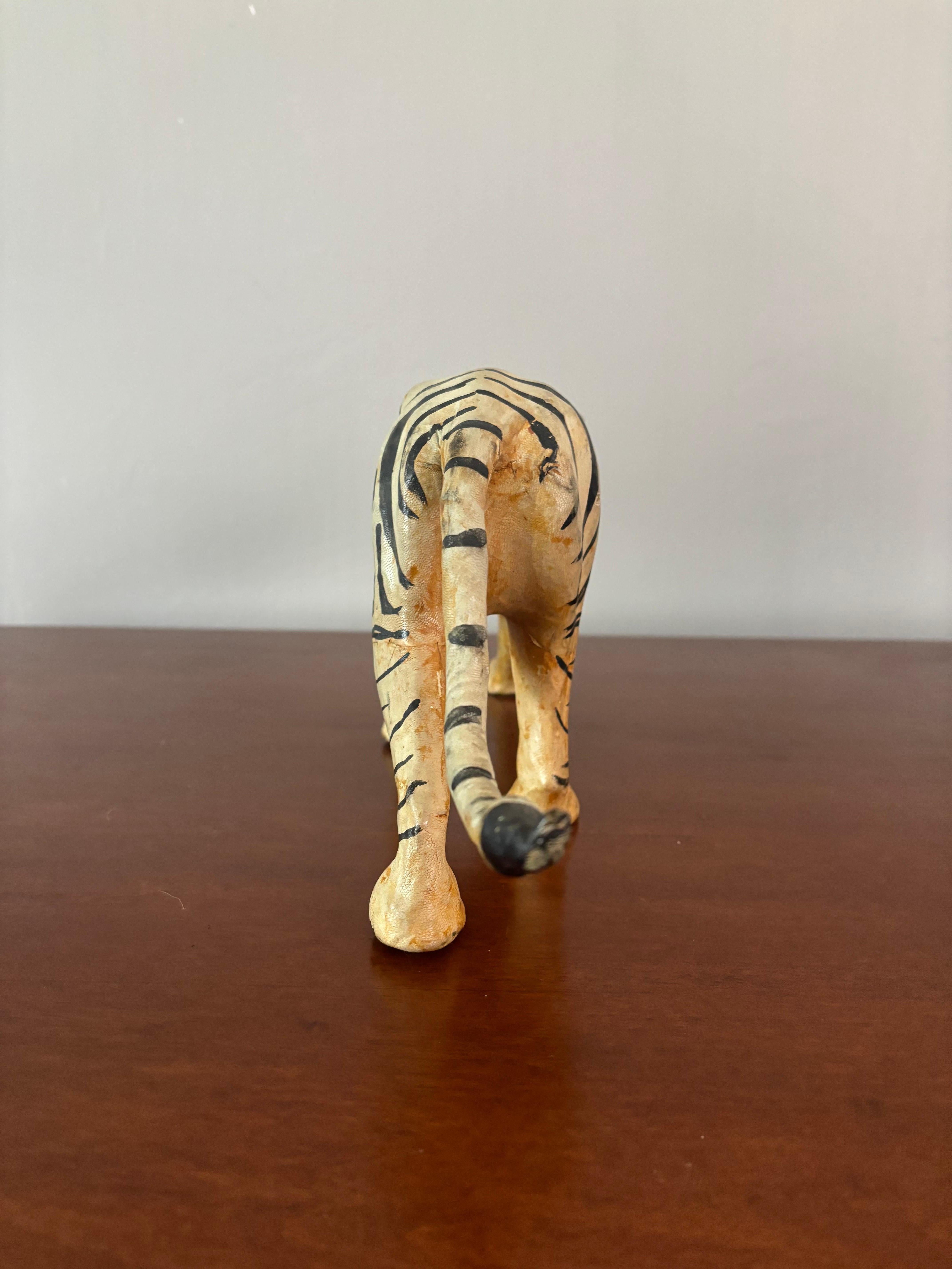 Early 20th Century Leather Tiger Sculpture For Sale 2
