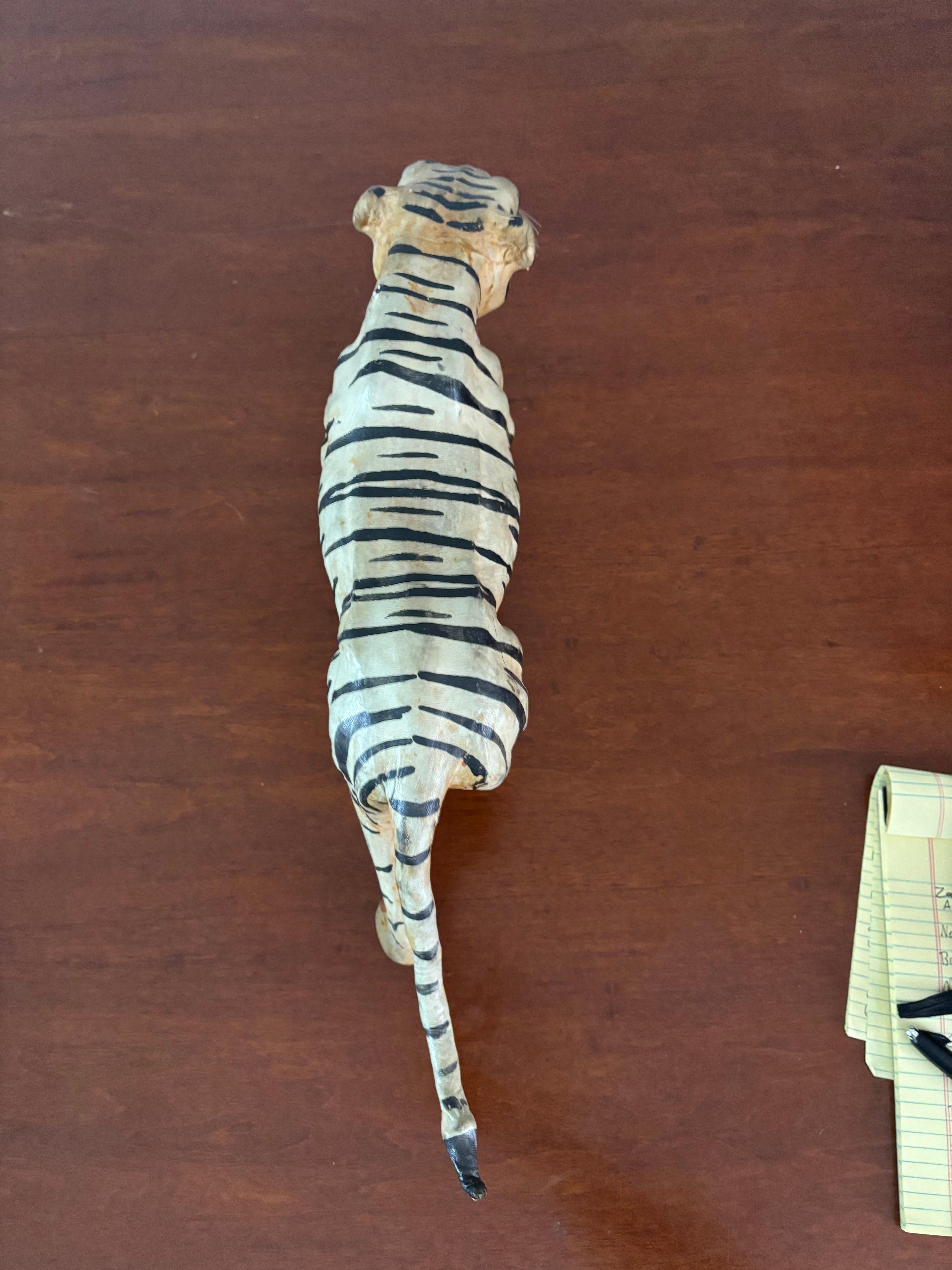 Early 20th Century Leather Tiger Sculpture For Sale 3