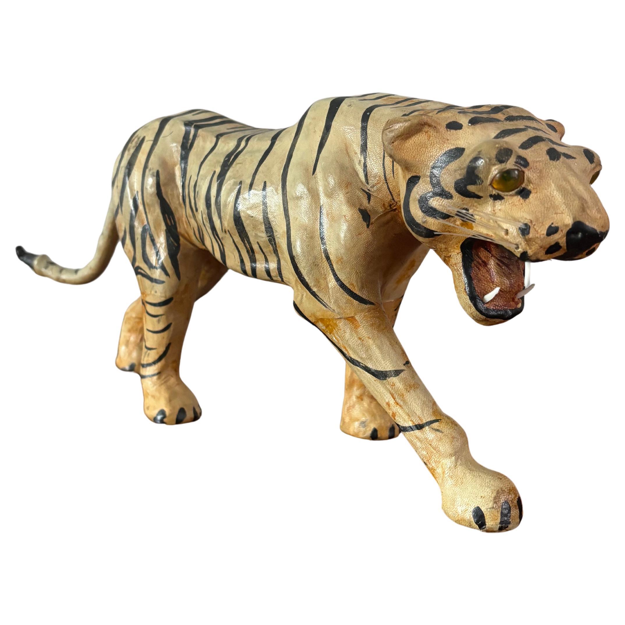 Early 20th Century Leather Tiger Sculpture