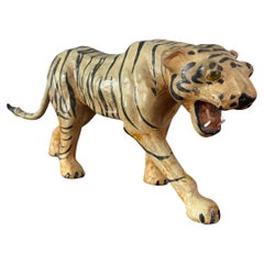Tiger-Skulptur aus Leder des frühen 20. Jahrhunderts