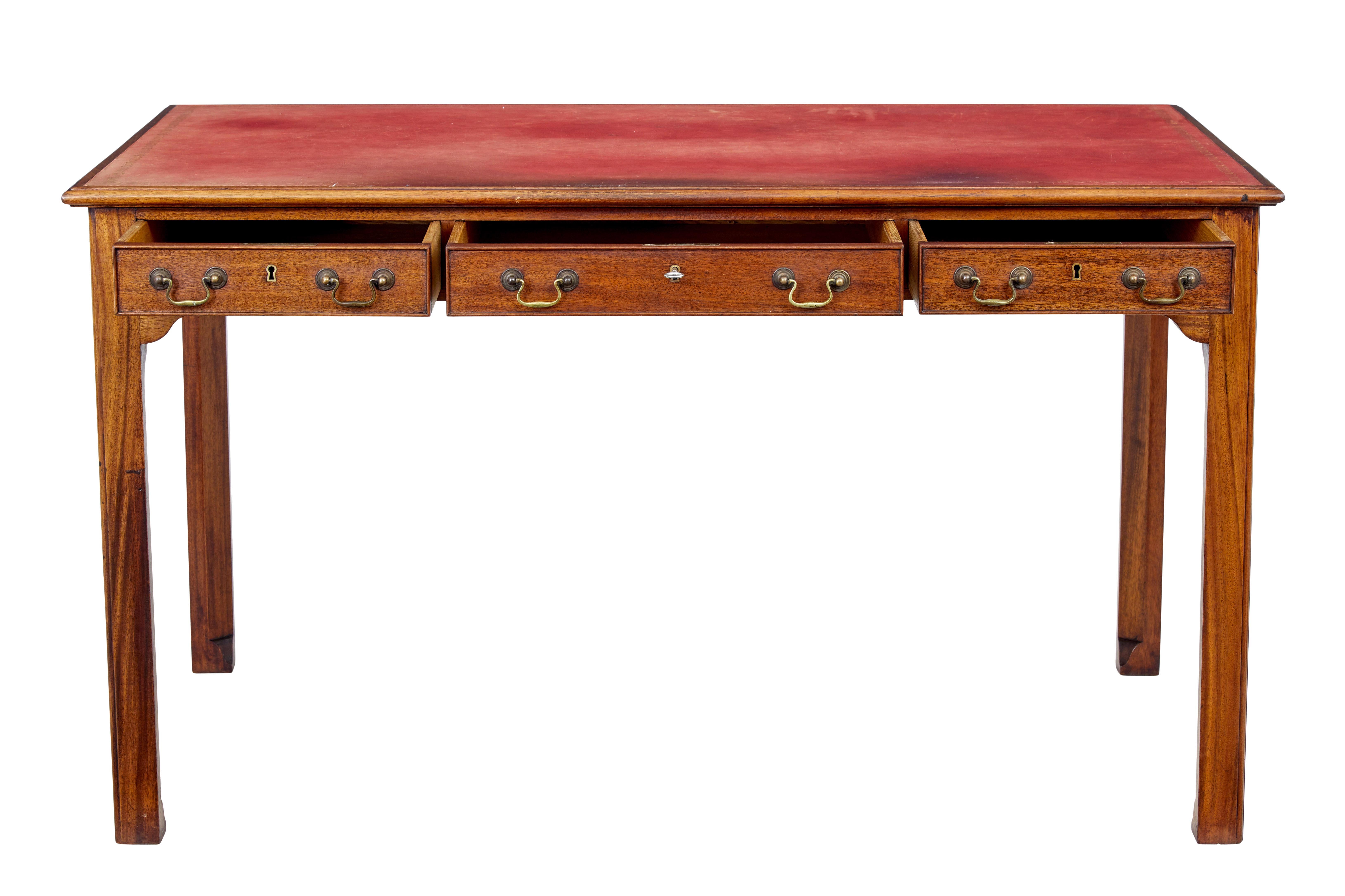 Hand-Carved Early 20th century leather top desk For Sale