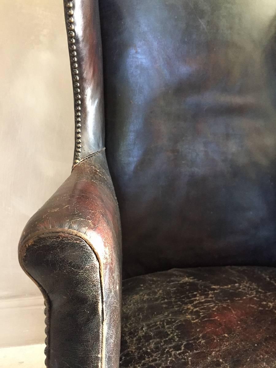 Early 20th Century Leather Wingchair 1