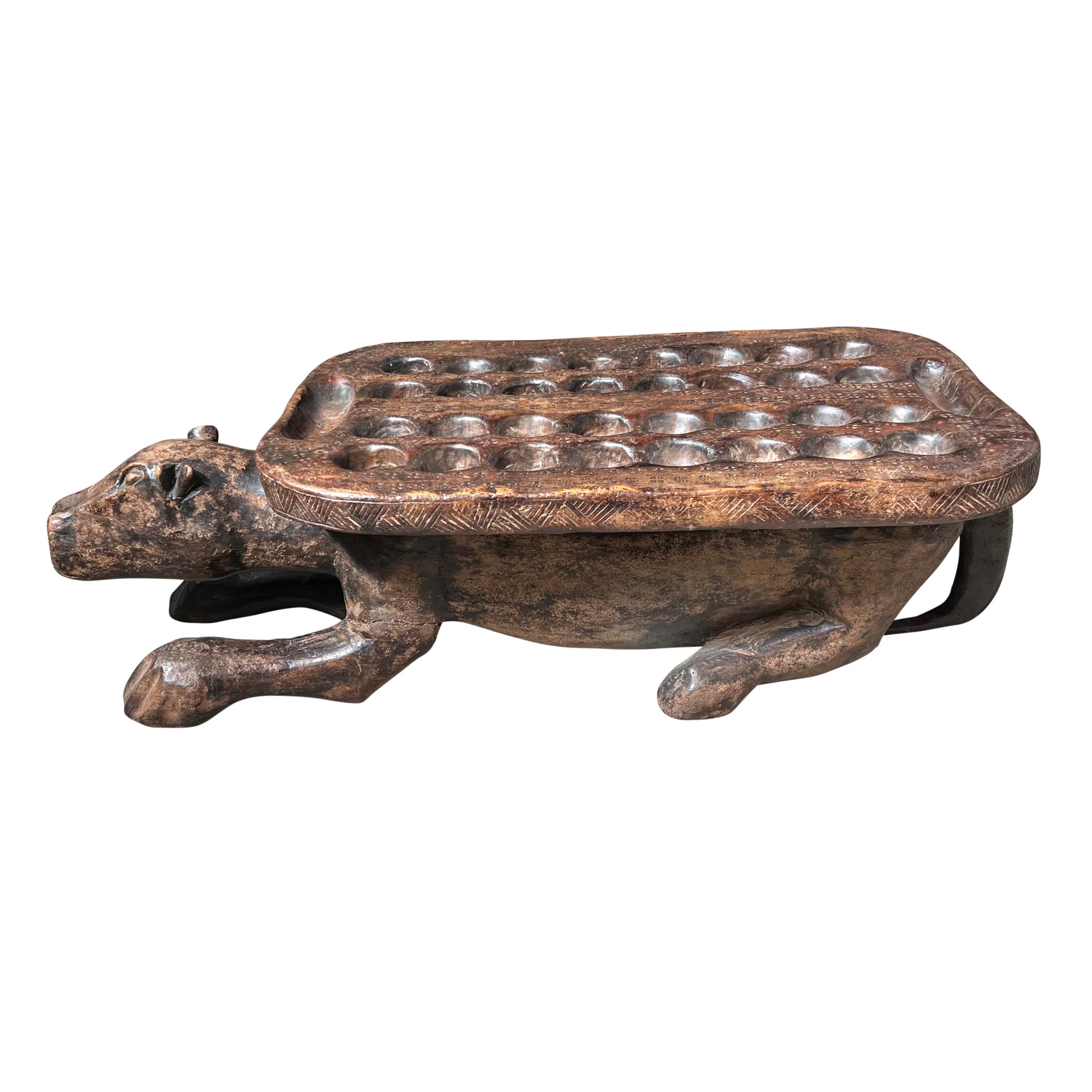 Wood Early 20th Century Leopard Mancala Game Board For Sale