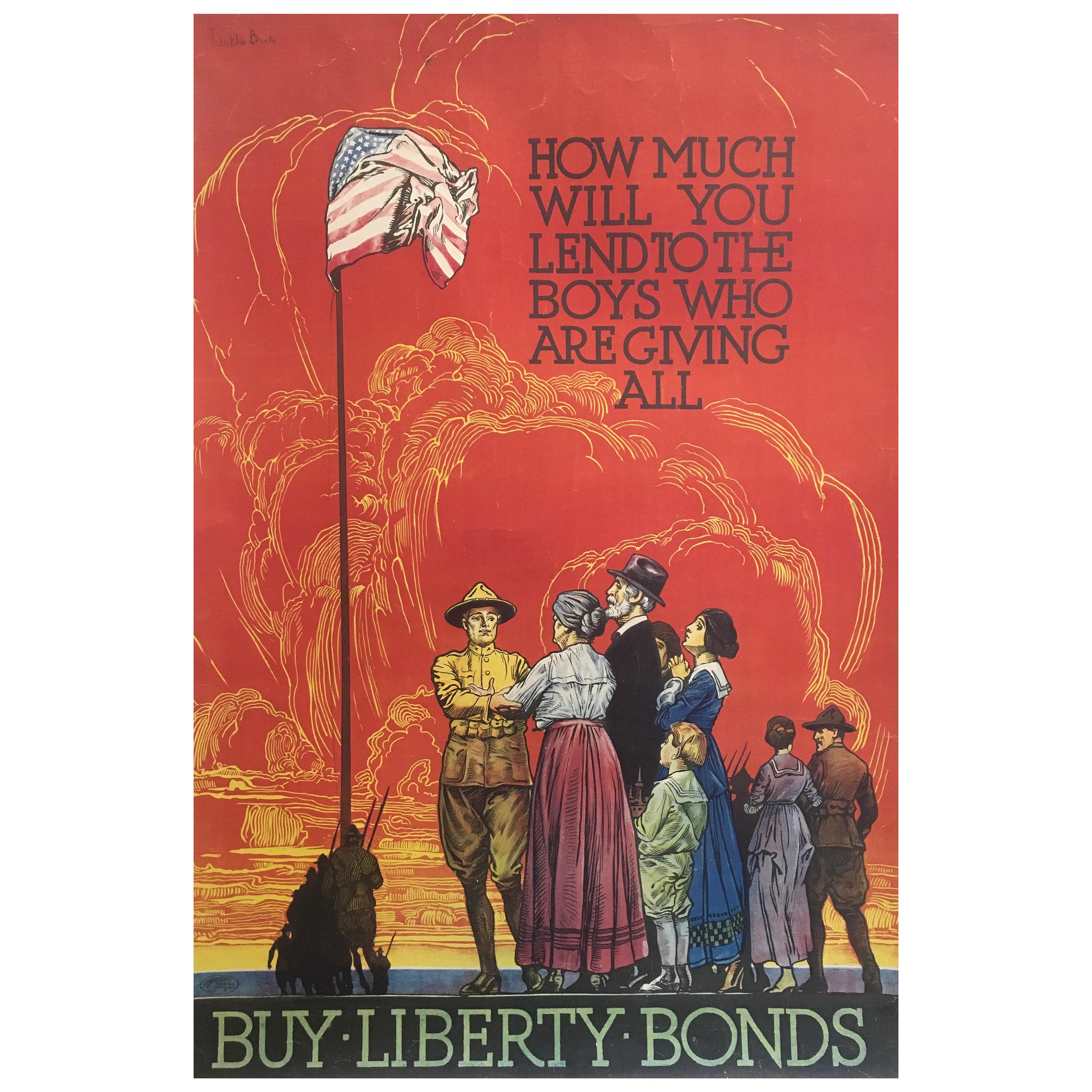 Early 20th Century, 'Liberty Bonds' World War I, Original Vintage Poster, USA