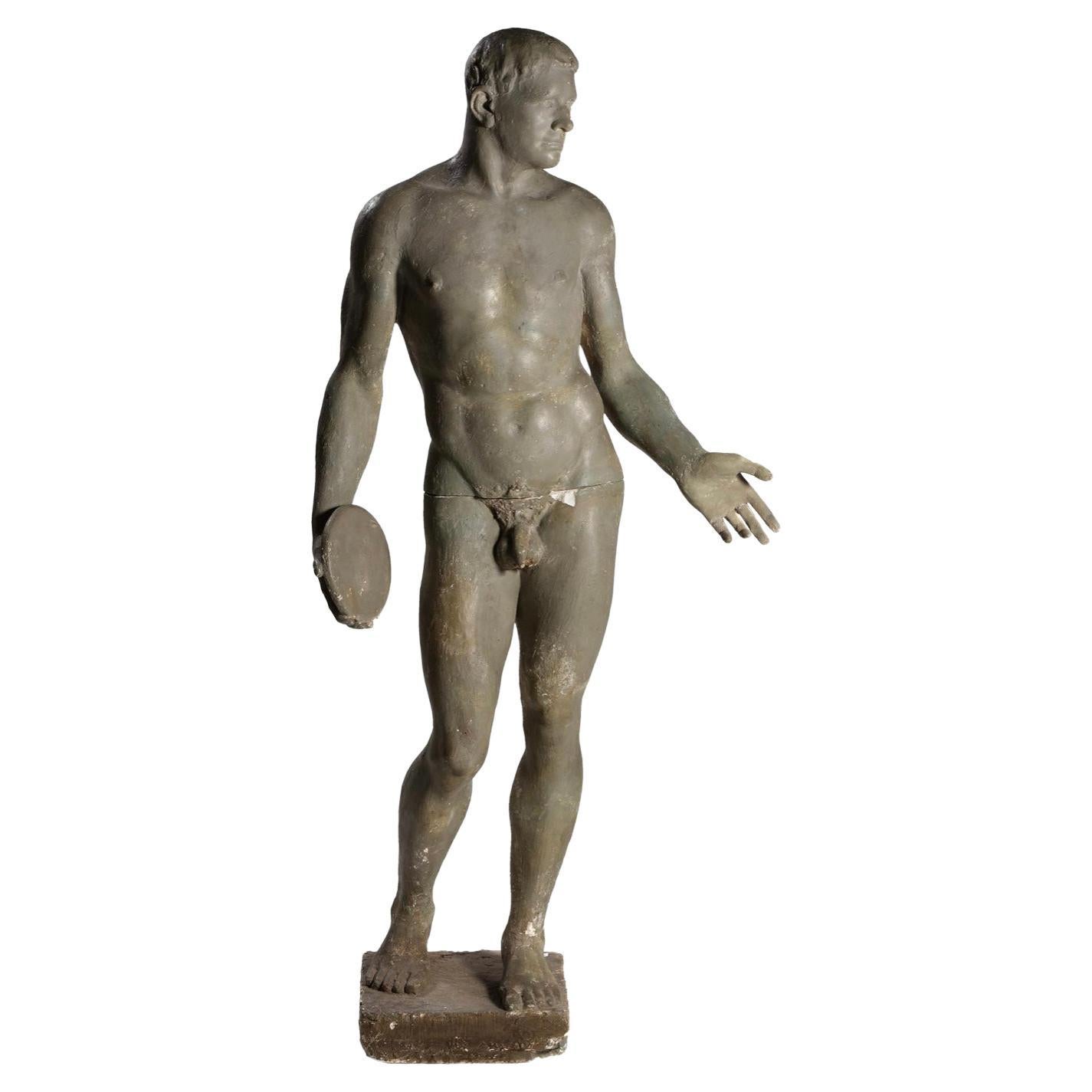 Early 20th Century Life-Size Plaster Statue Attributed to Jean Rene Gauguin For Sale