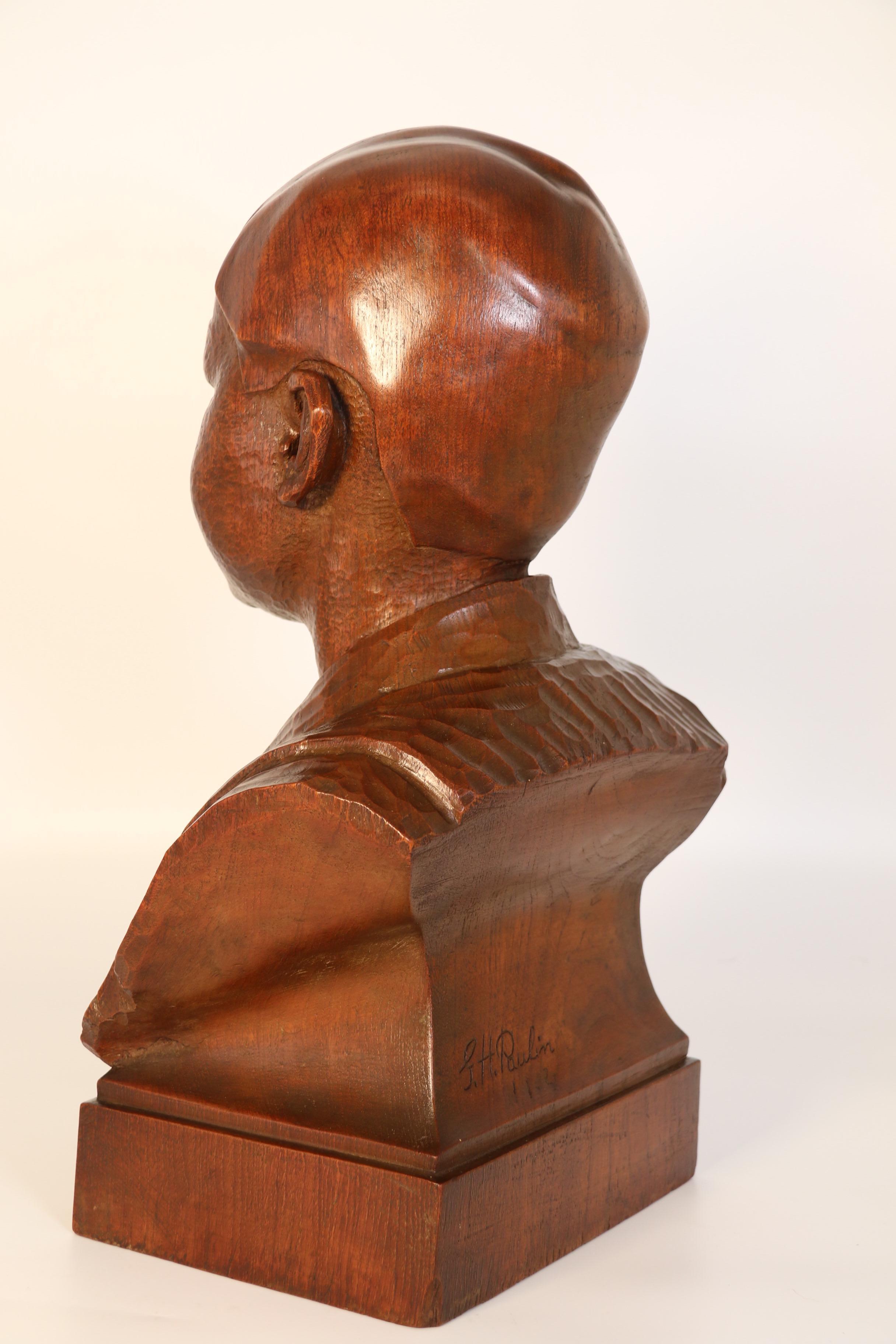 20th Century Early 20th century life size walnut bust of a boy by George Henry Paulin RBS For Sale