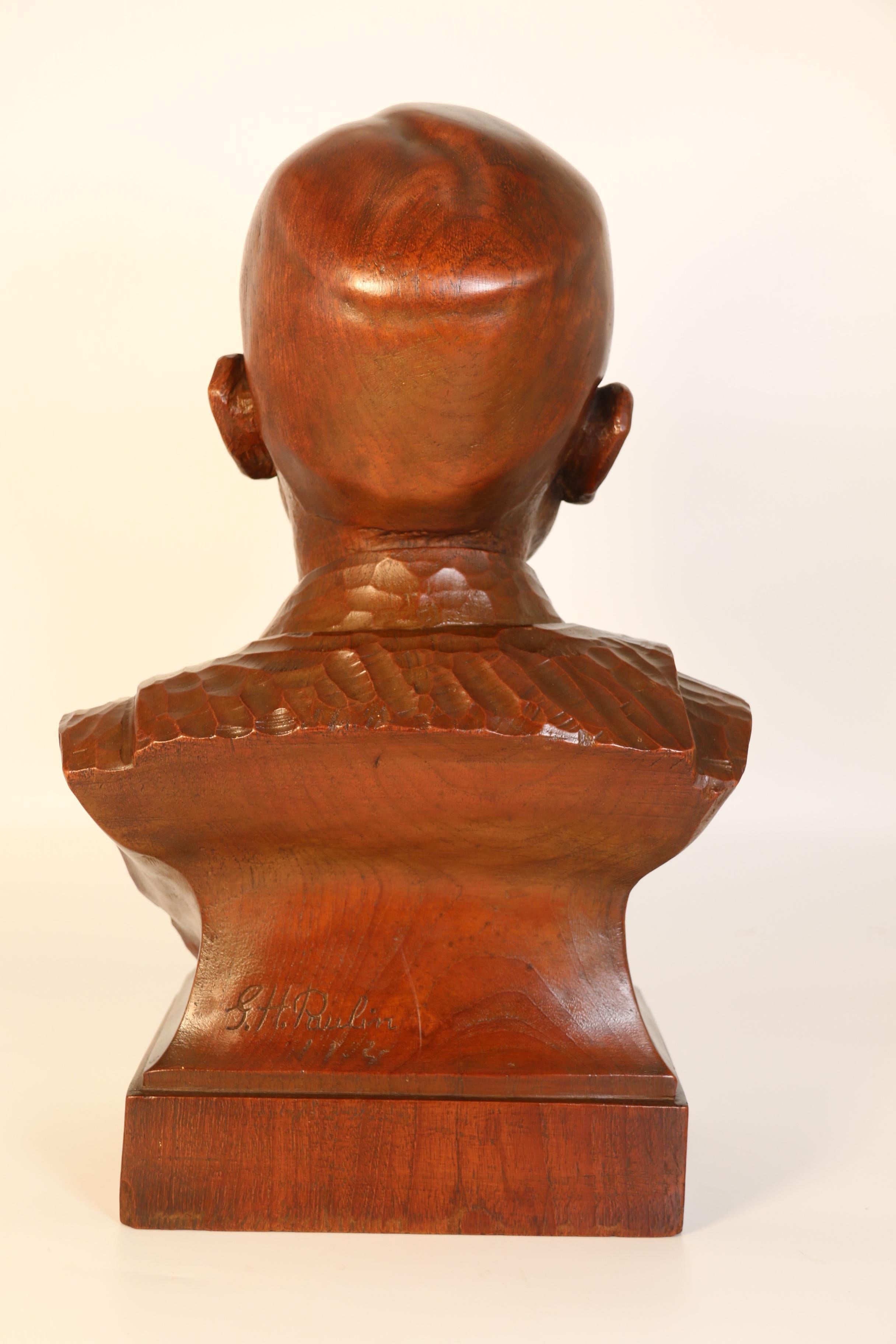 Walnut Early 20th century life size walnut bust of a boy by George Henry Paulin RBS For Sale