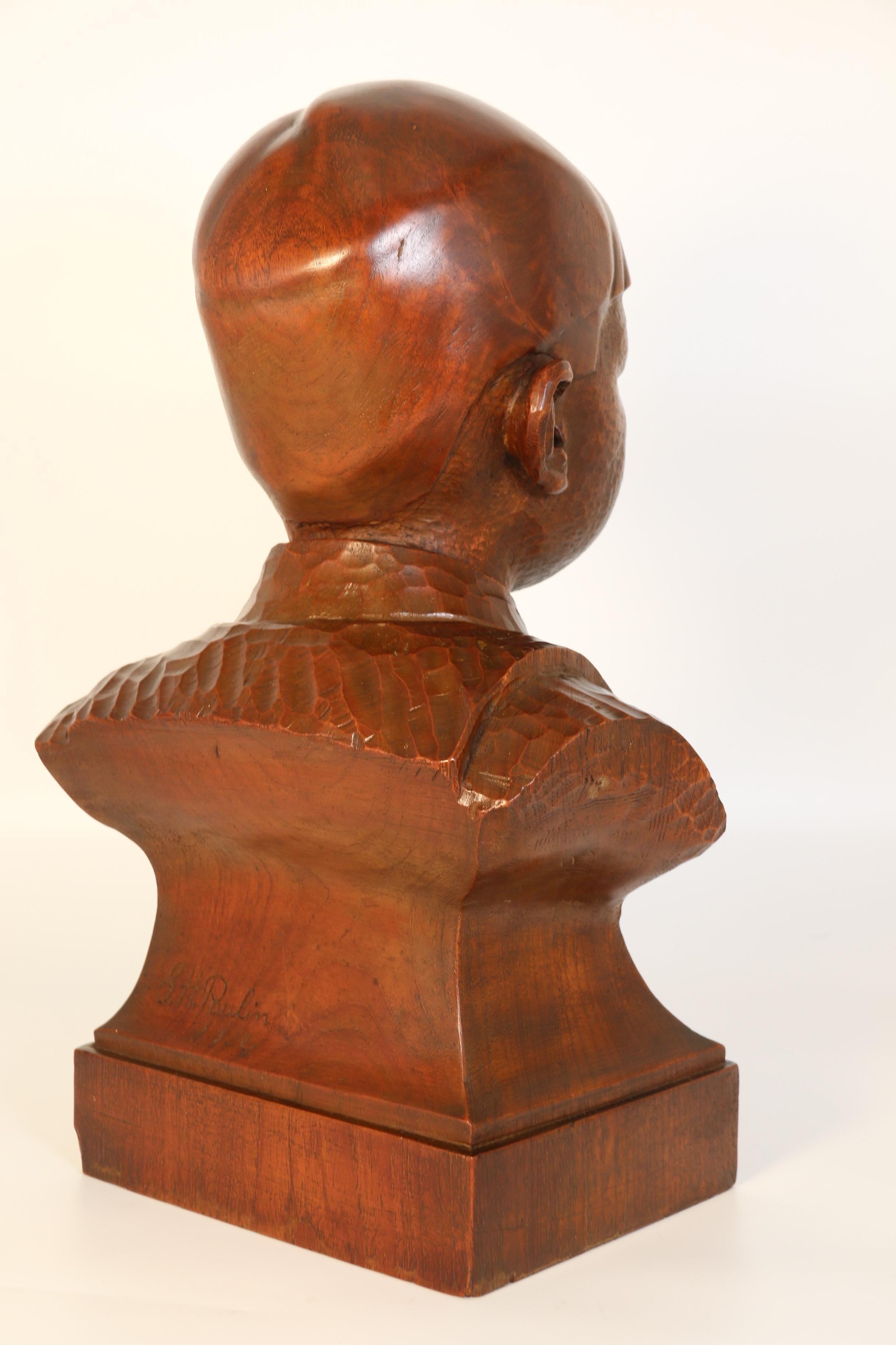 Early 20th century life size walnut bust of a boy by George Henry Paulin RBS For Sale 1