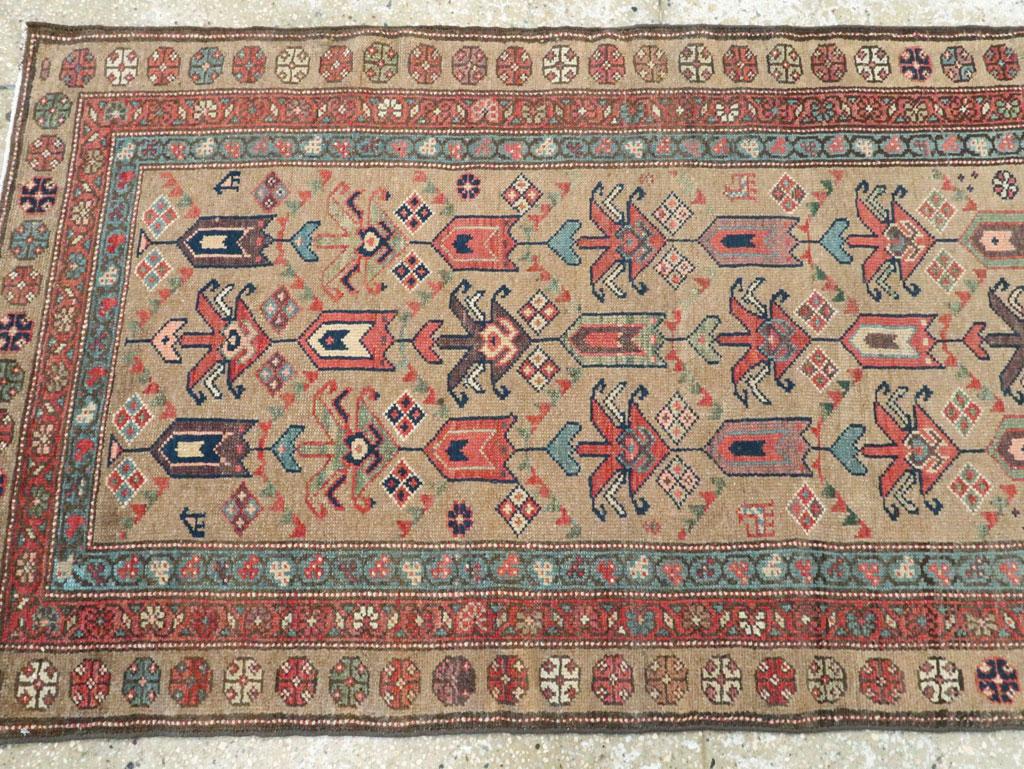 Early 20th Century Light Brown, Purple, Rust, and Blue Persian Tribal Runner 2