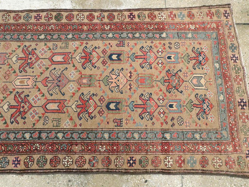 Early 20th Century Light Brown, Purple, Rust, and Blue Persian Tribal Runner 3