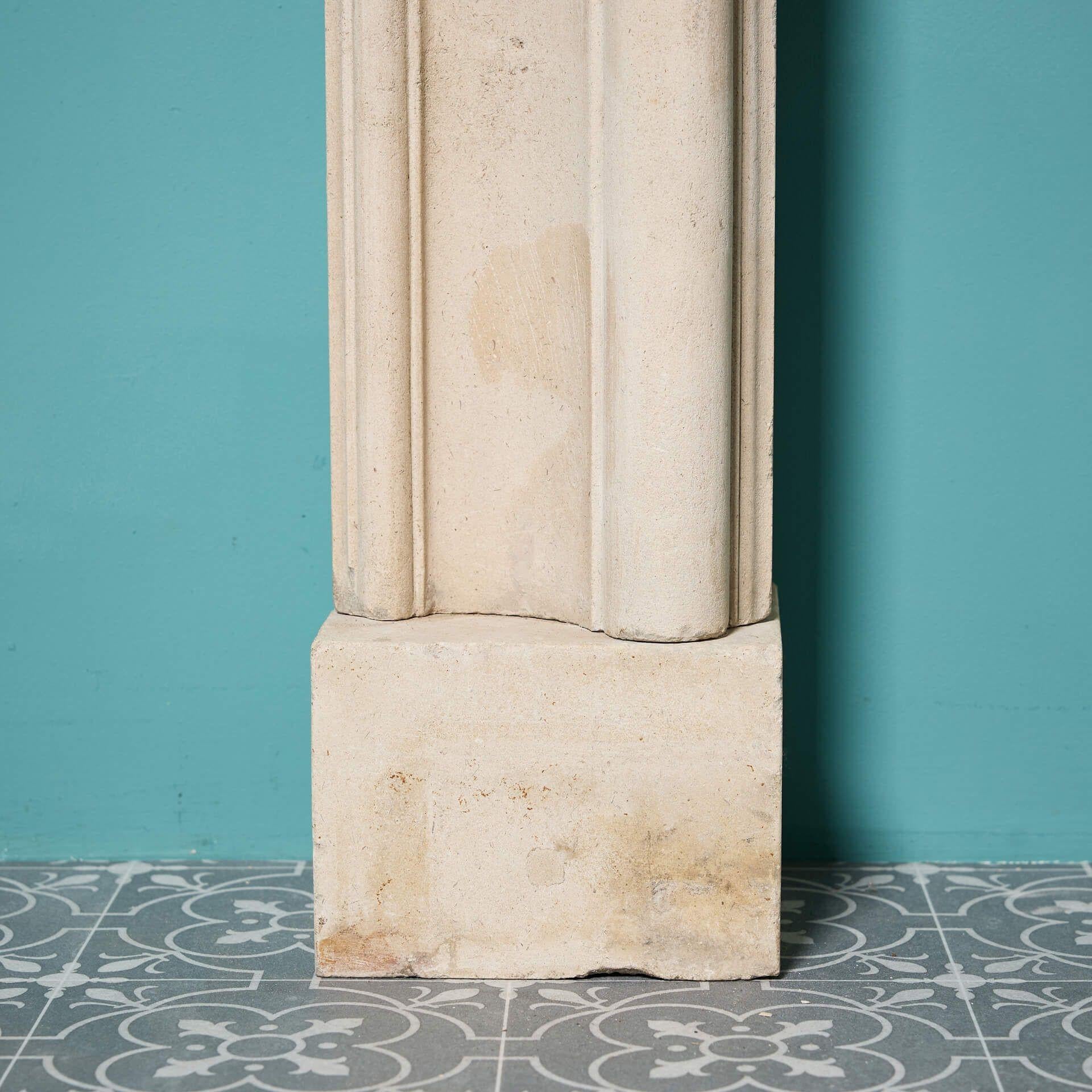 Stone Early 20th Century Limestone Bolection Fire Mantel For Sale