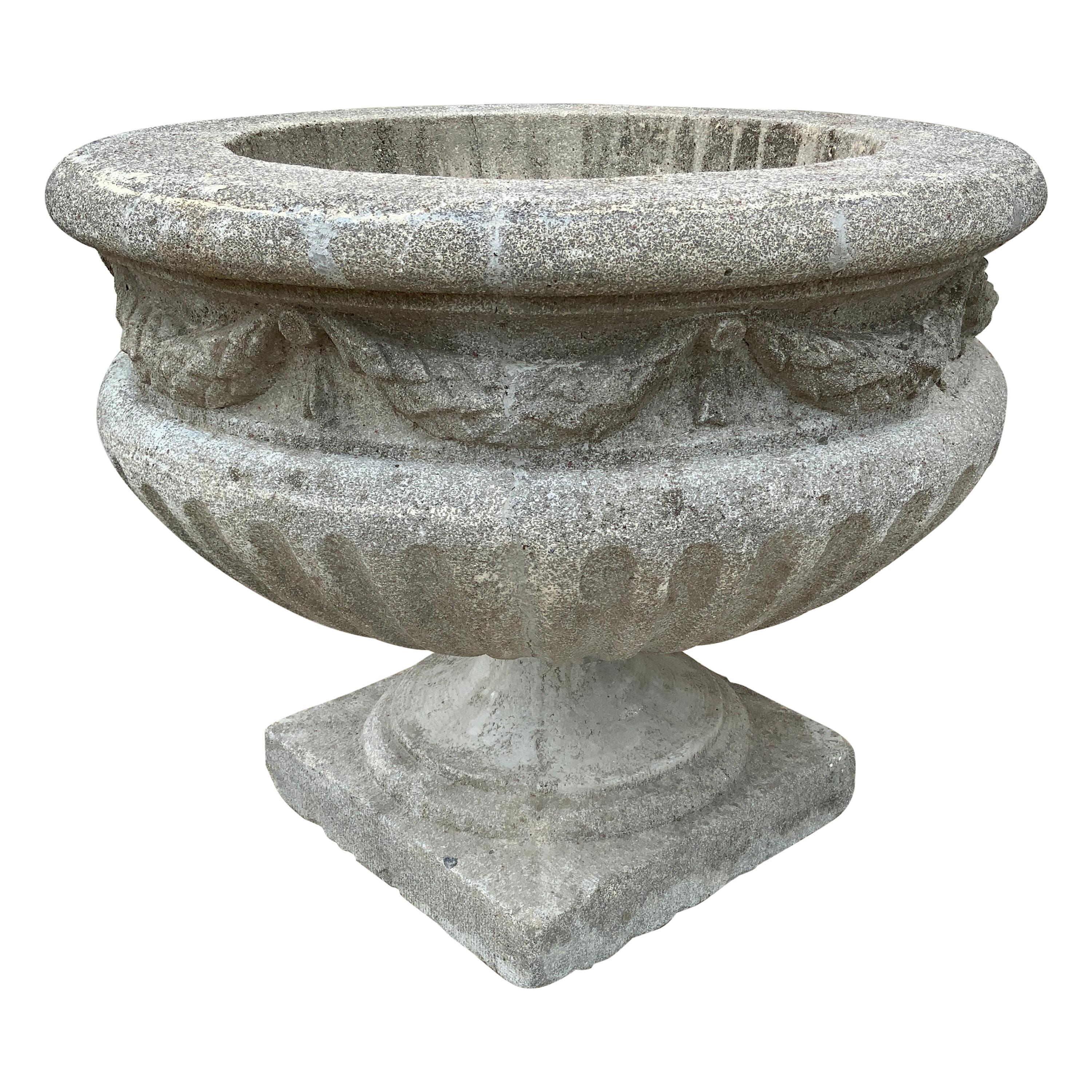 Early 20th Century Limestone Composite Planter from France