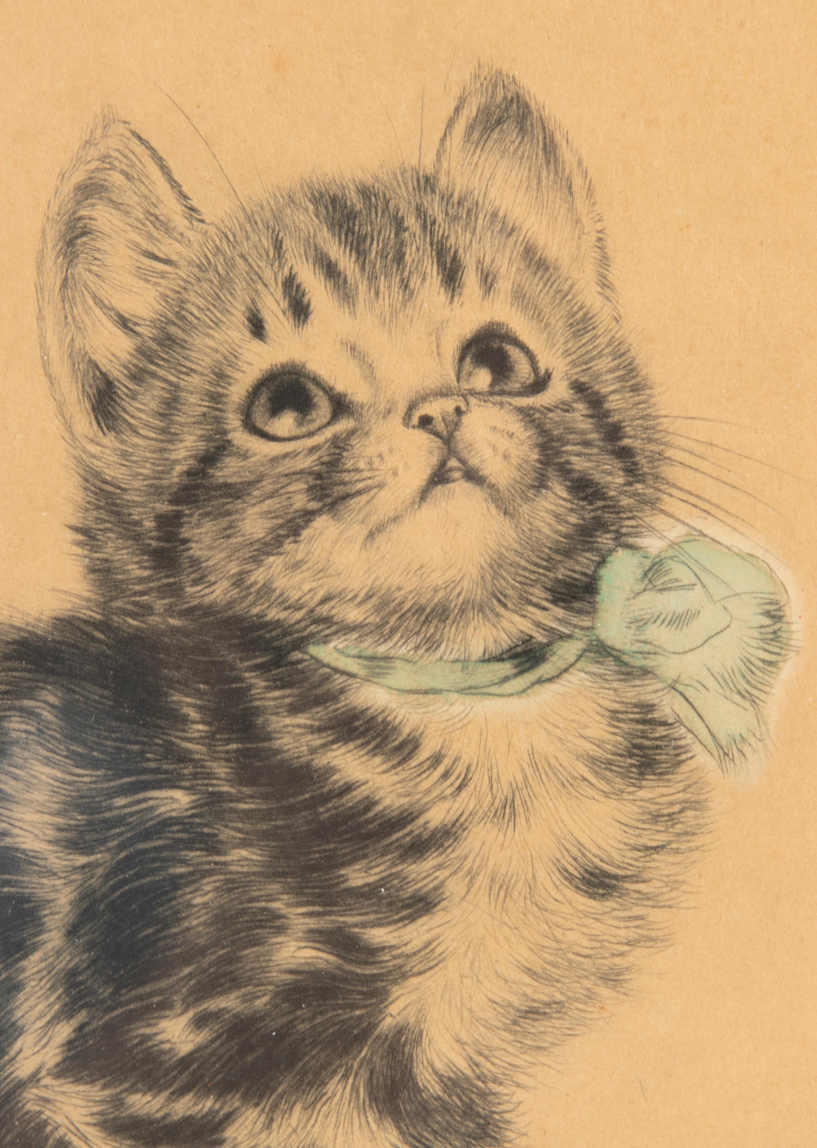 Early 20th Century Lithograph Young Cat by Meta Plückebaum 3