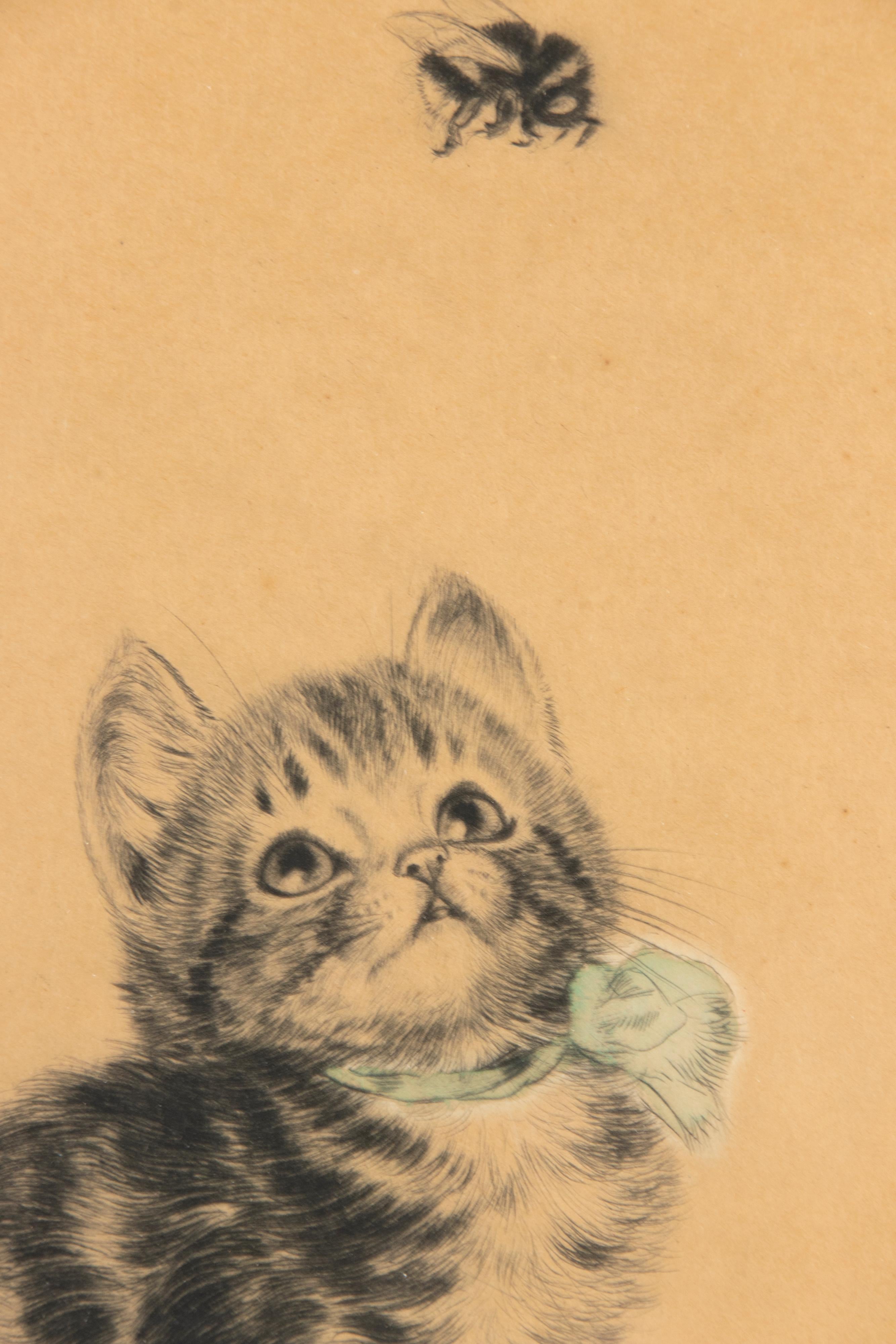 Early 20th Century Lithograph Young Cat by Meta Plückebaum 2