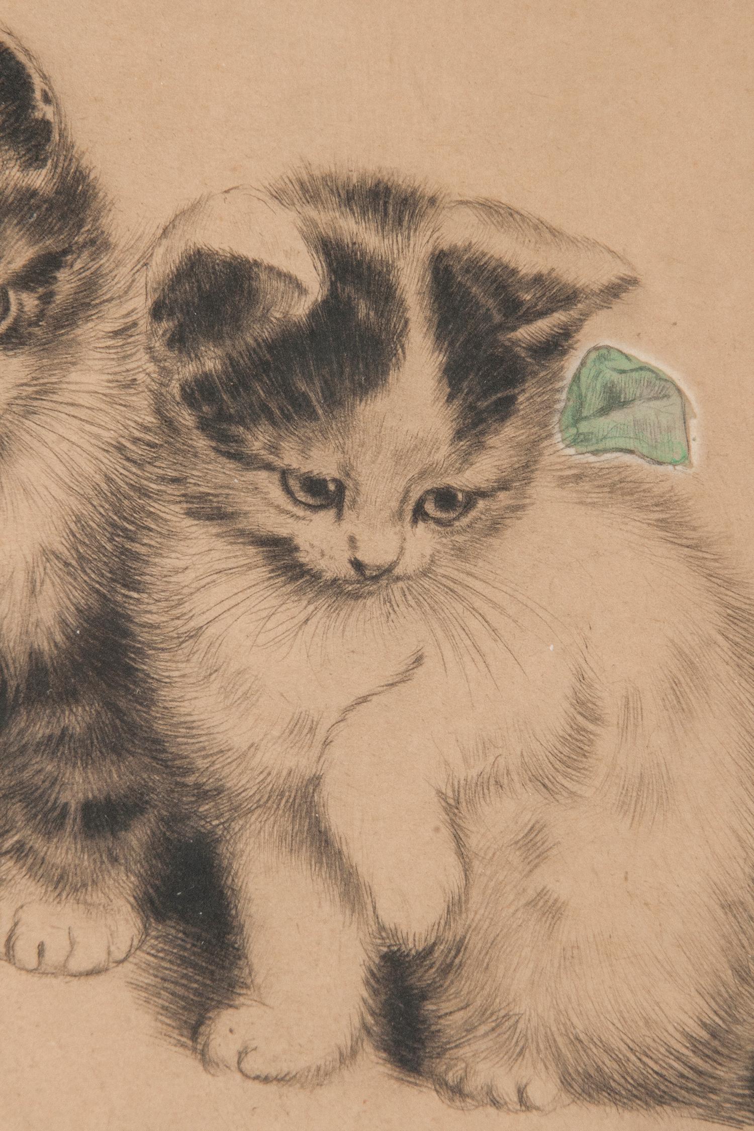 Paper Early 20th Century Lithograph Young Cats by Meta PLÜCKEBAUM