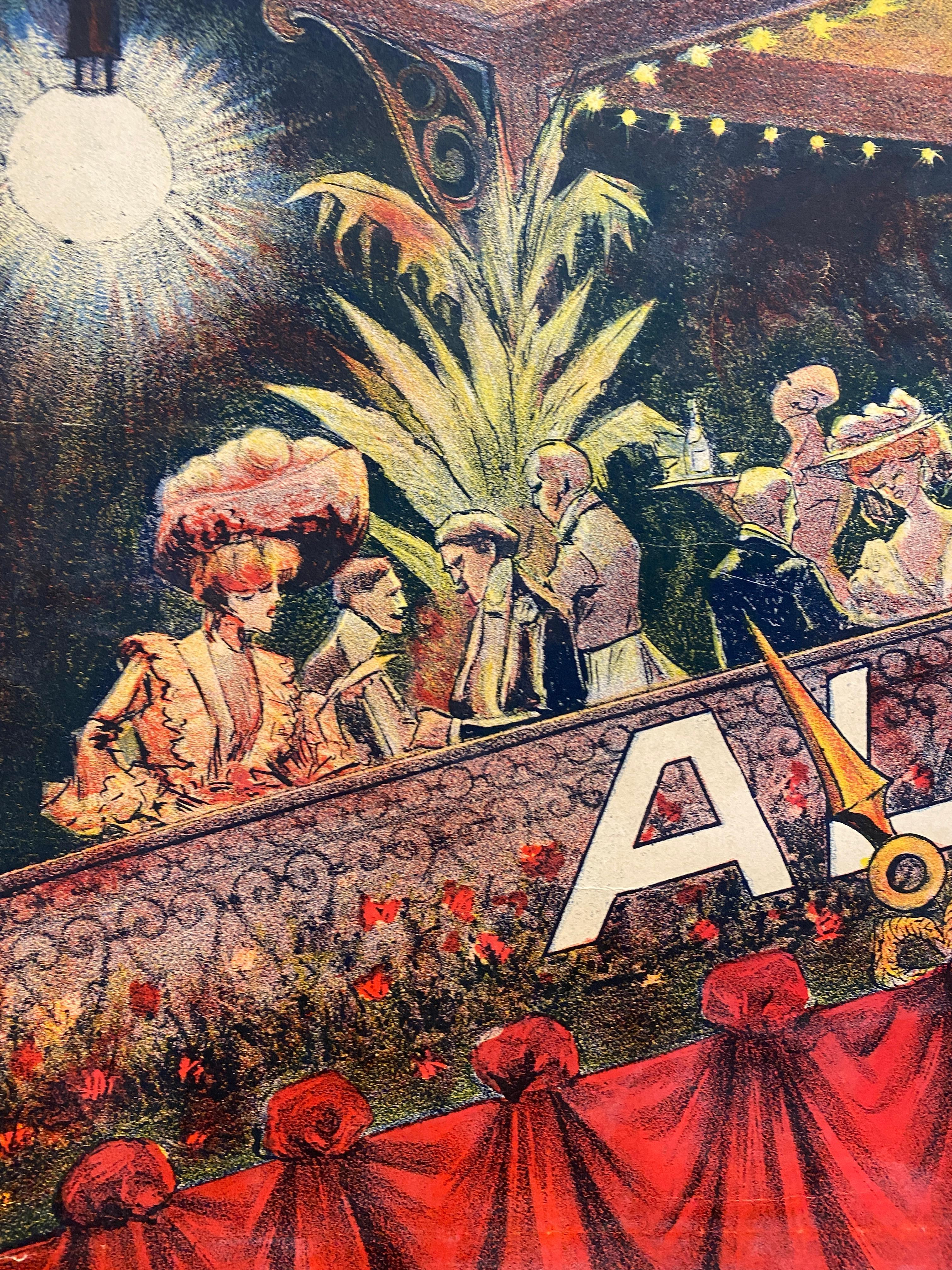 Cartel litográfico de principios del siglo XX, 'Alcázar de verano' , c. 1910 Lino en venta