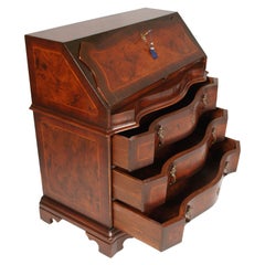 1920s Lombard Secretary Desk Commode in Walnut & Burl Veneer, Threaded Maple