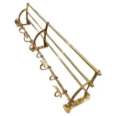 Early 20th Century Long French Brass Hat and Coat Rack