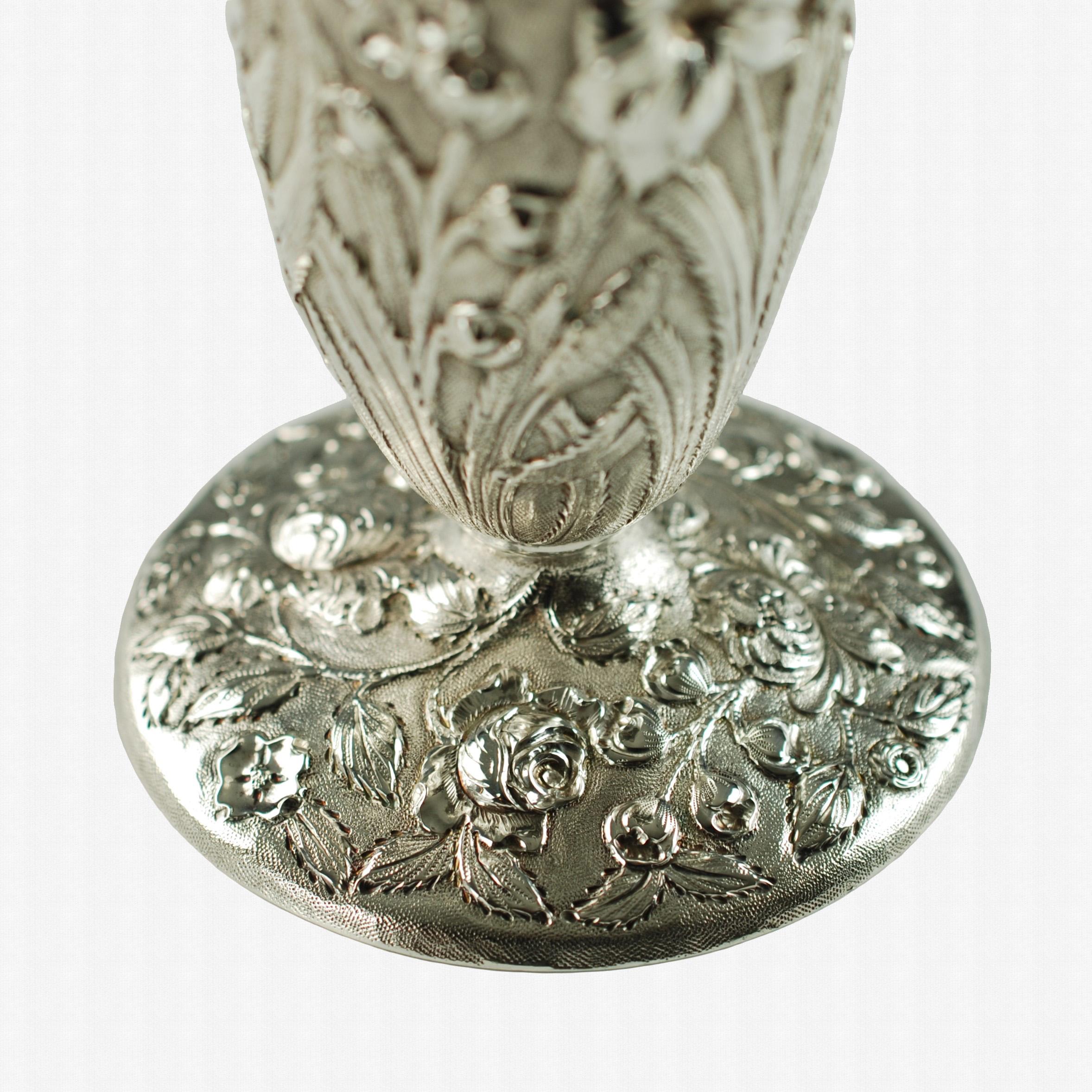 Early 20th Century Loring Andrews Sterling Silver Repousse Castle Pattern Vase 2