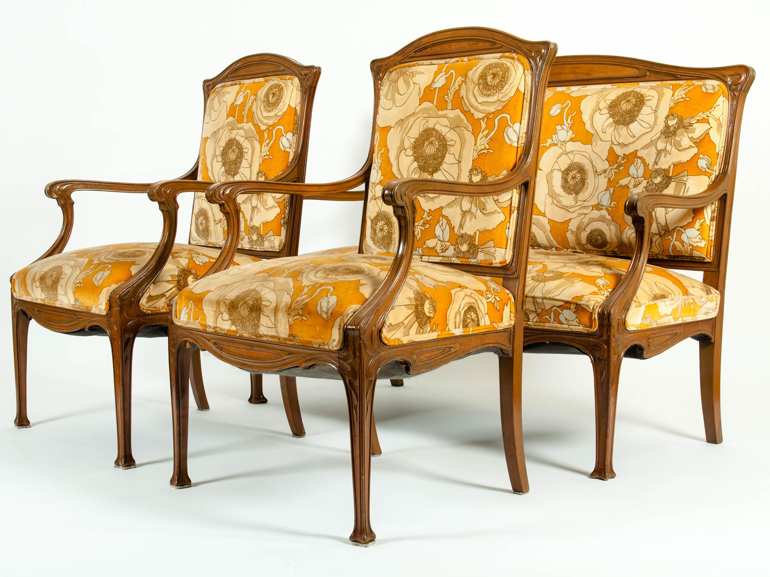 Walnut Early 20th Century Louis Majorelle Three-Piece Seating Set