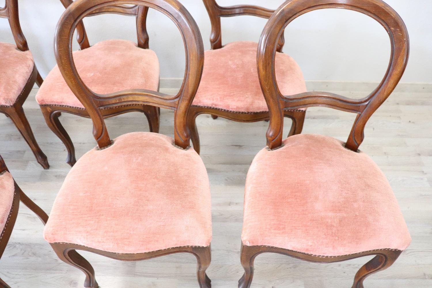 Early 20th Century Louis Philippe Style Beech Wood Set of Ten Chairs with Velvet 1