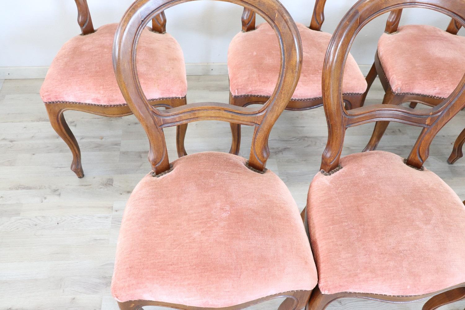 Early 20th Century Louis Philippe Style Beech Wood Set of Ten Chairs with Velvet 3