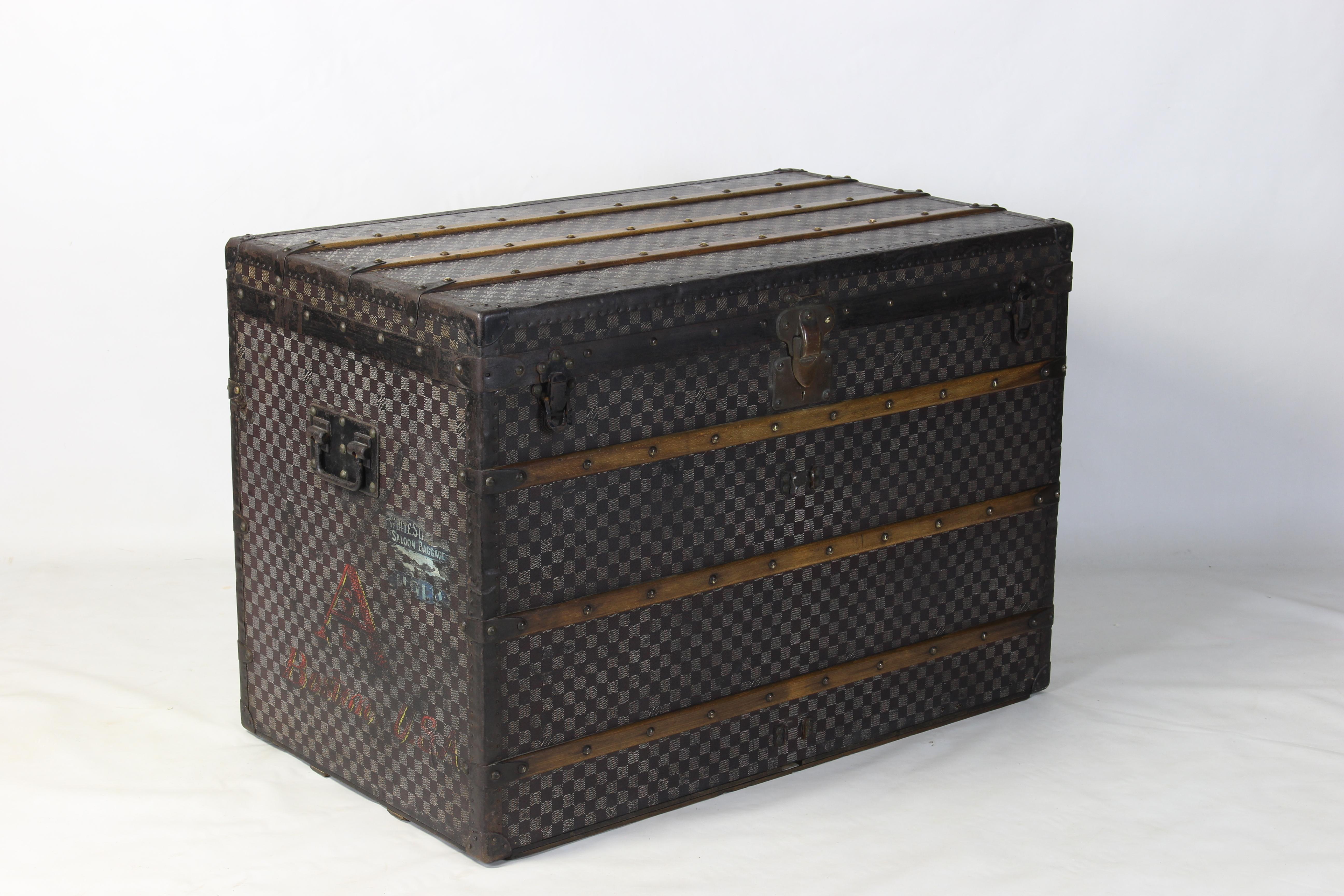 French Early 20th Century Louis Vuitton Damier Steamer Trunk