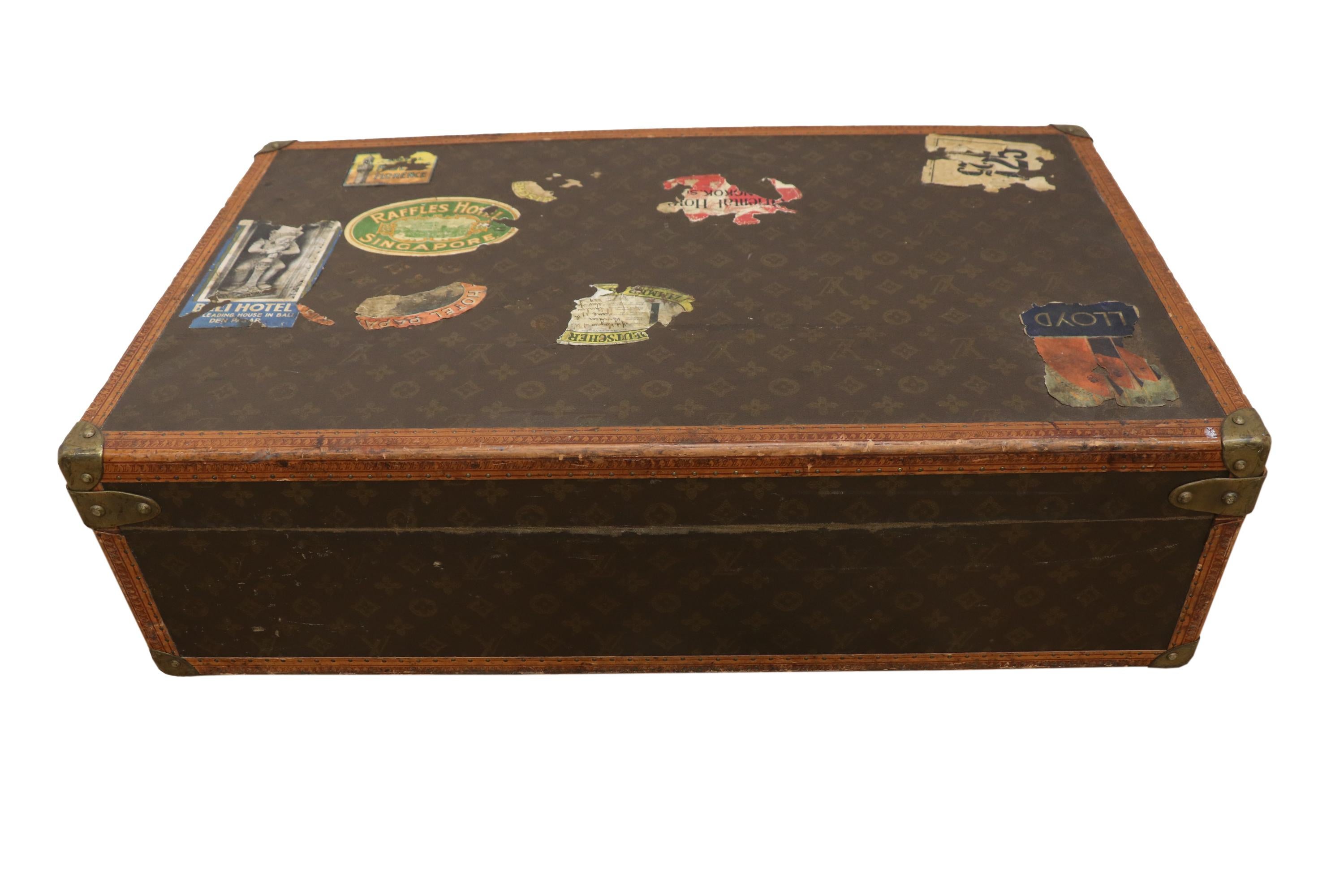 Early 20th Century Louis Vuitton Paris Monogram Canvas Trunk, Travel Suitcase 3