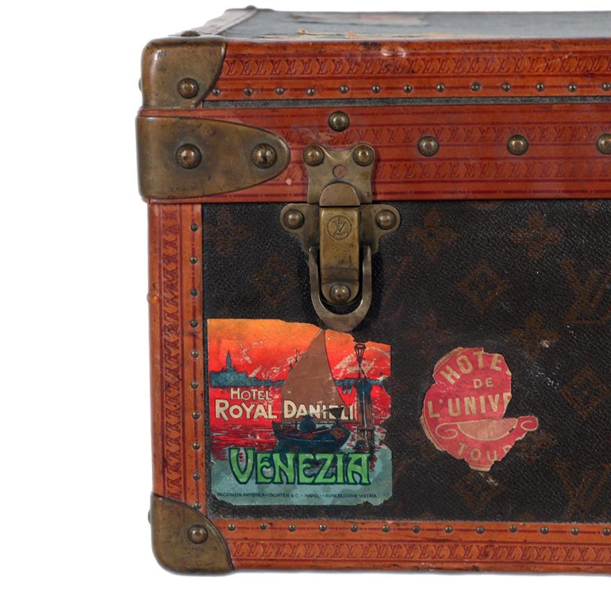 Early 20th Century Louis Vuitton Paris Monogram Canvas Trunk, Travel Suitcase 5