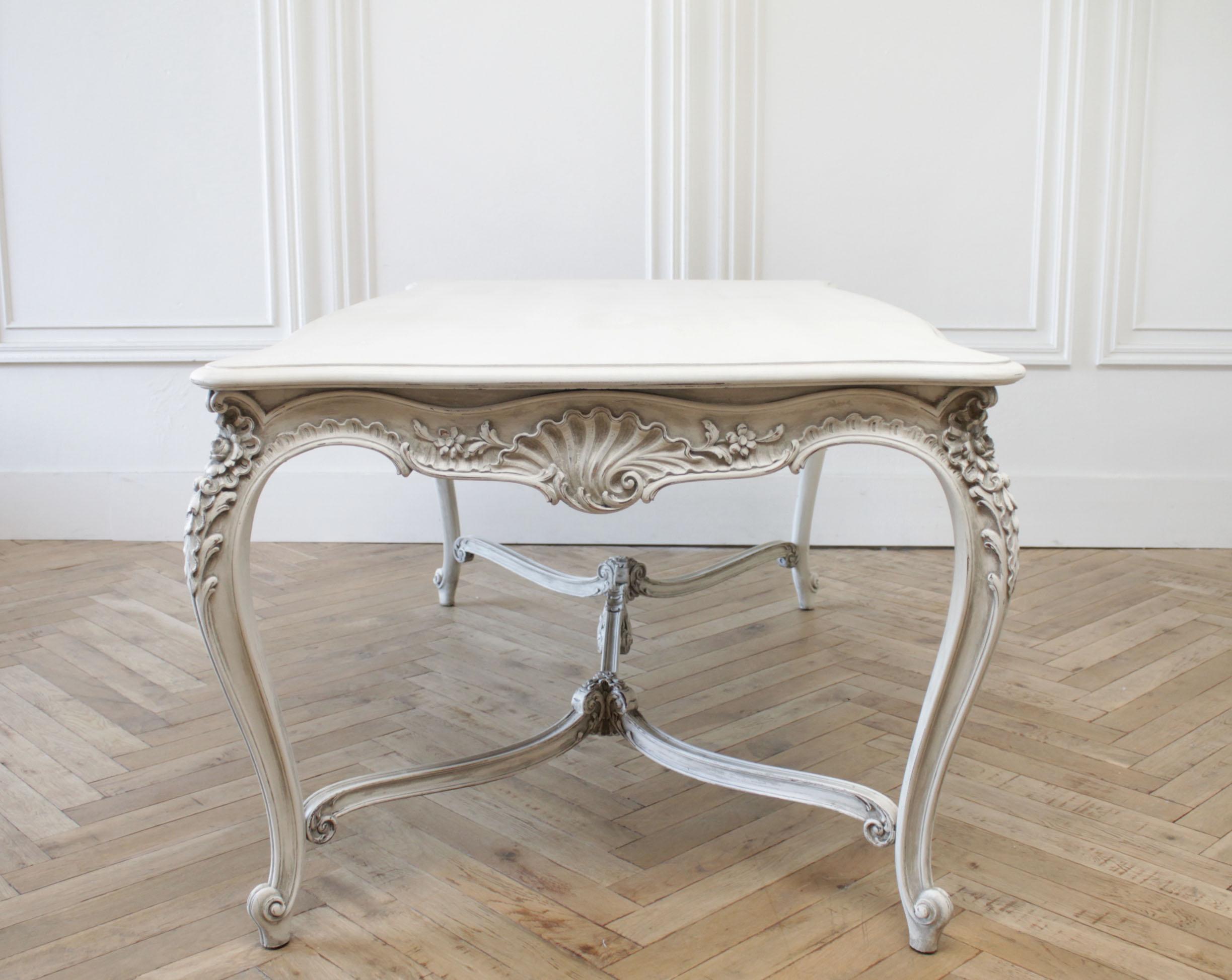 Early 20th Century Louis XV Carved and Painted Dining or Library Table In Good Condition In Brea, CA