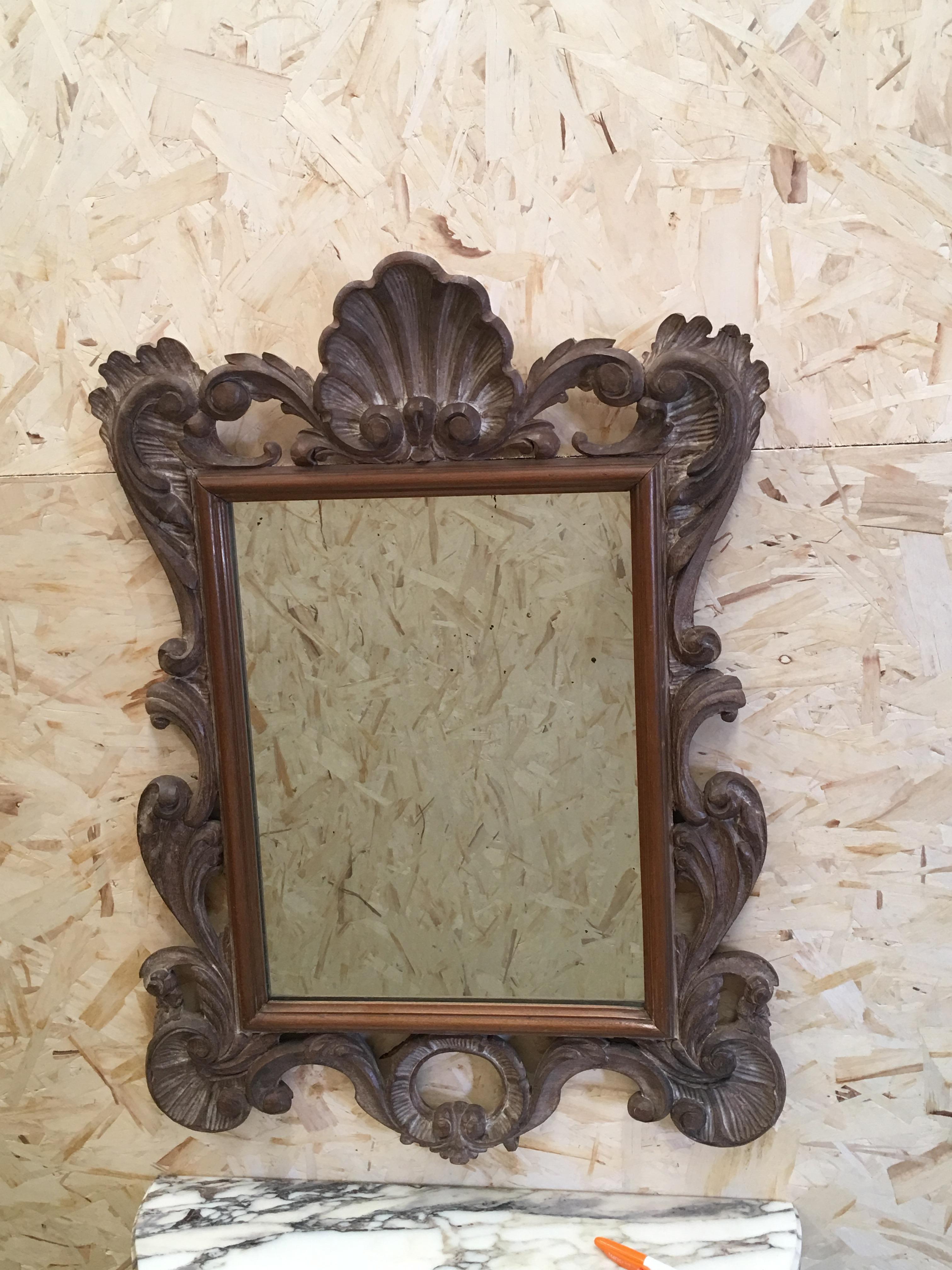 Early 20th Century Louis XV Carved Patinated Wall Hanging Console and Mirror 5