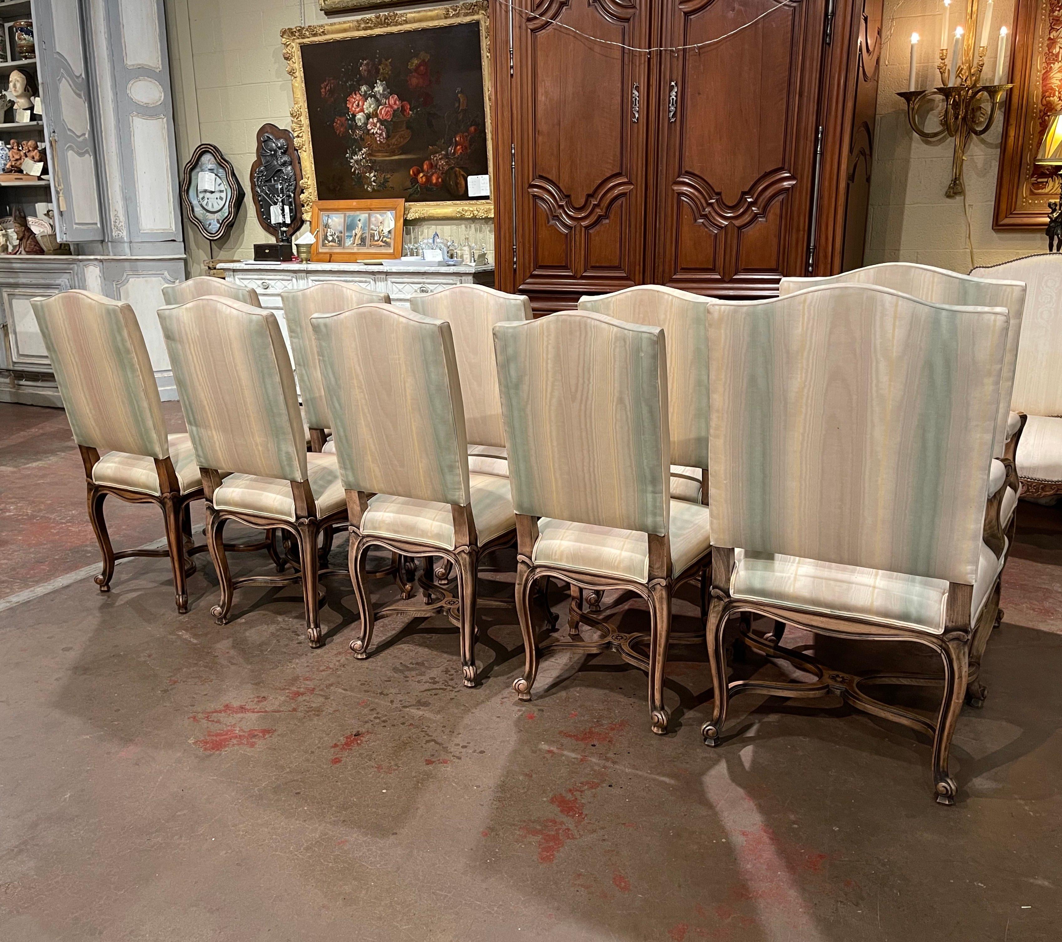 Early 20th Century Louis XV Carved Walnut Dining Chairs and Armchairs-Set of 10  4