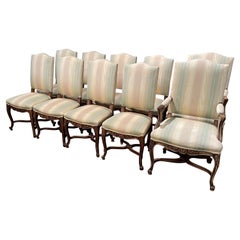 Early 20th Century Louis XV Carved Walnut Dining Chairs and Armchairs-Set of 10