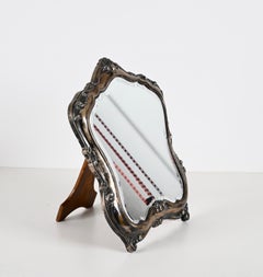 Early 20th Century Louis XV Style 800 Silver Italian Table Mirror, 1930s