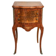 Early 20th Century Louis XV Style Brass Mounted Inlaid Burl Fruitwood Side Table