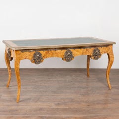 Early 20th Century Louis XV Style Burlwood Writing Desk with Leather Top