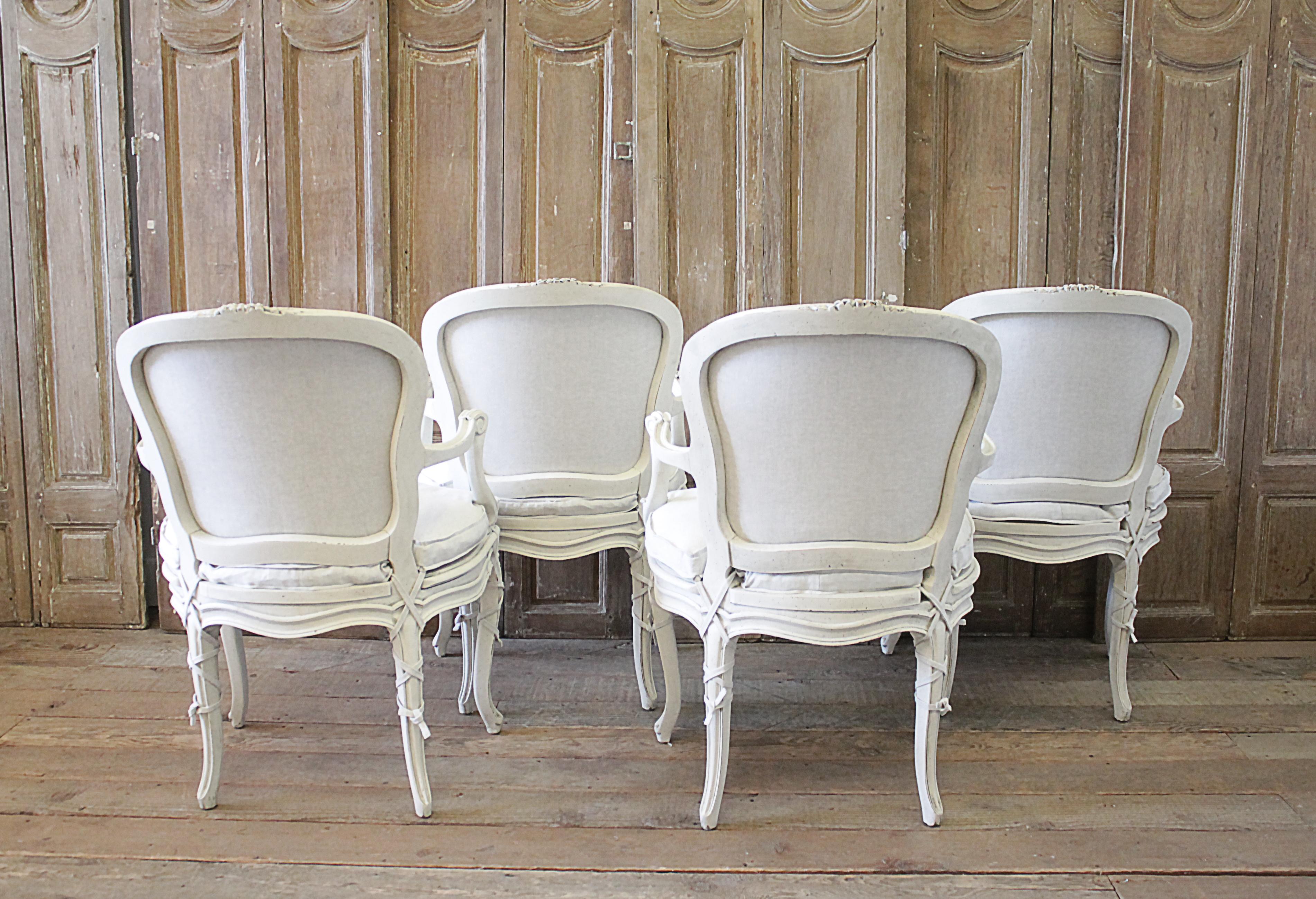 Early 20th Century Louis XV Style Carved and Painted Open Armchairs 5