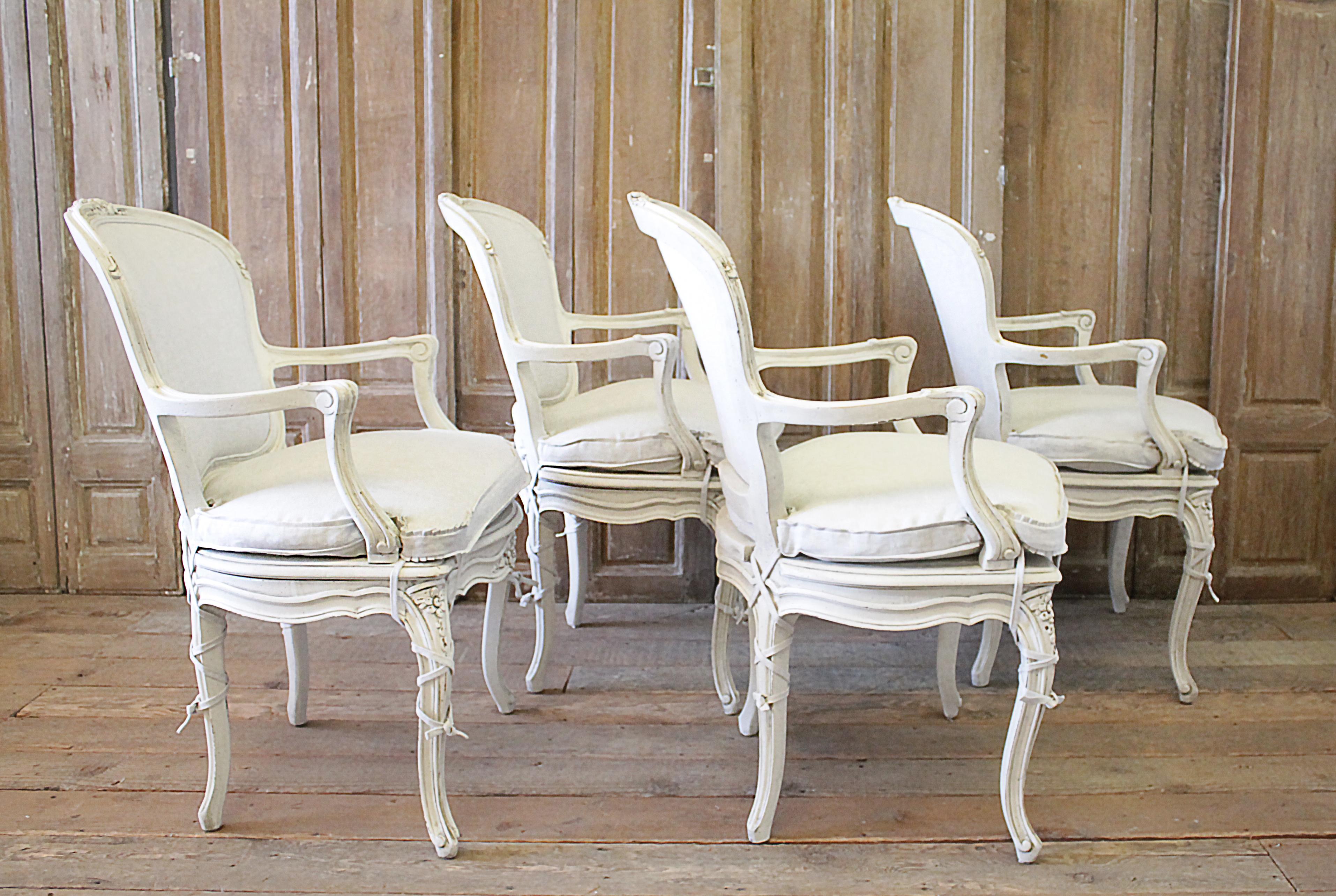 Early 20th Century Louis XV Style Carved and Painted Open Armchairs 7