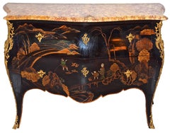 Early 20th Century Louis XV Style Chinoiserie Lacquer and Ormolu Commode